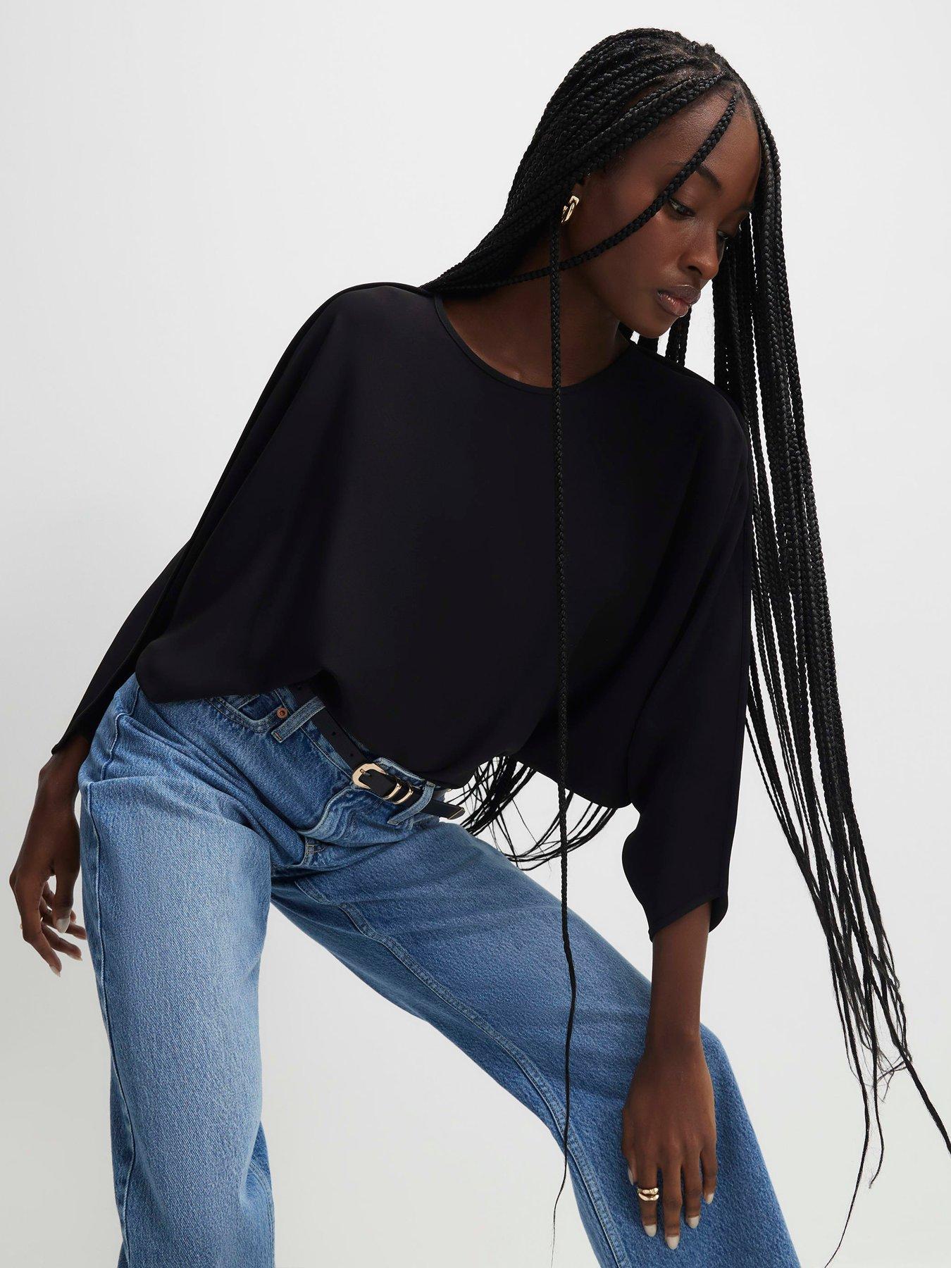 River Island Long Sleeve Batwing Tshirt - Black