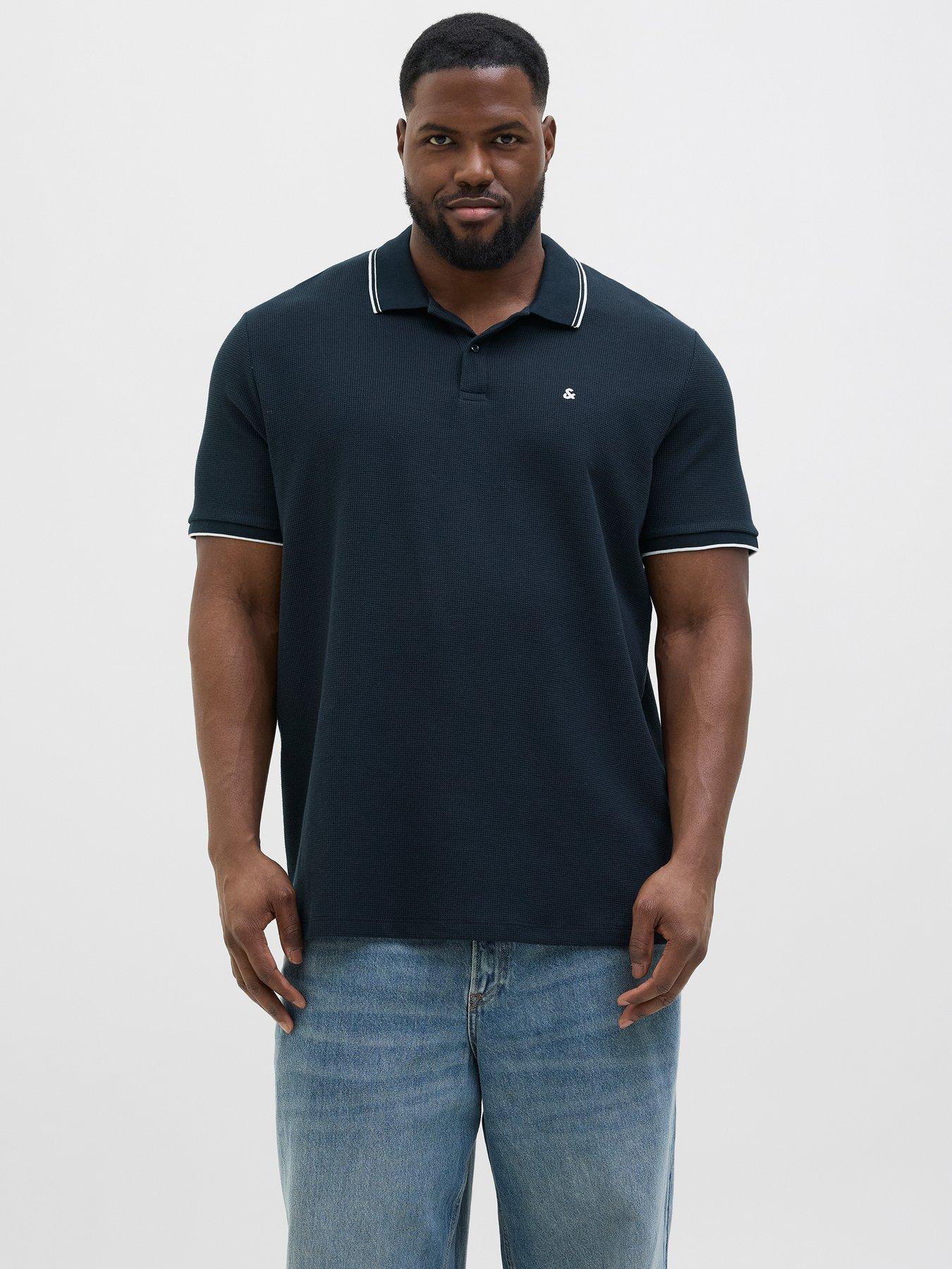 jack-jones-plus-austin-short-sleeve-polo-navyfront
