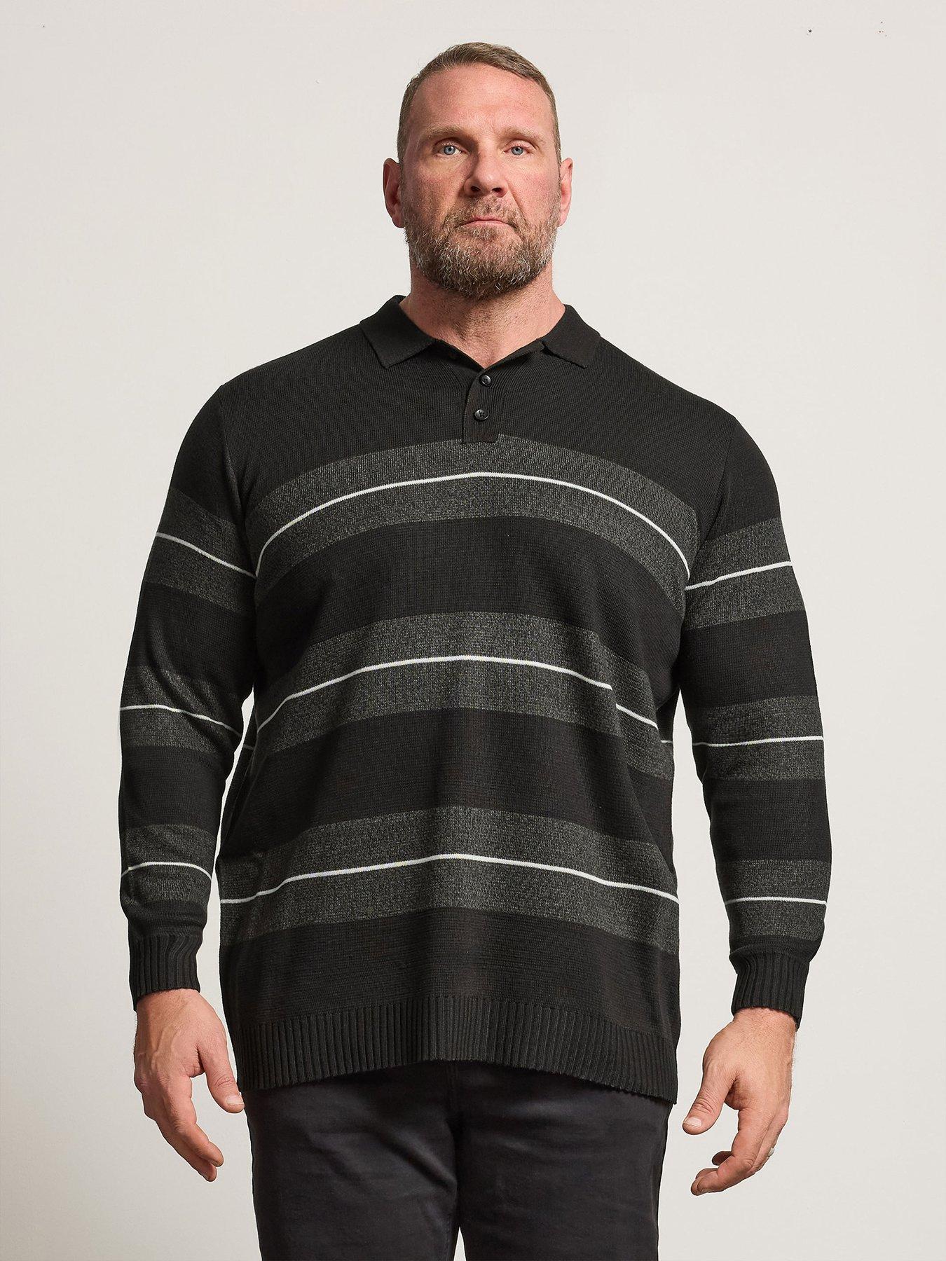 badrhino-long-sleeve-stripe-knit-polo-shirt-black