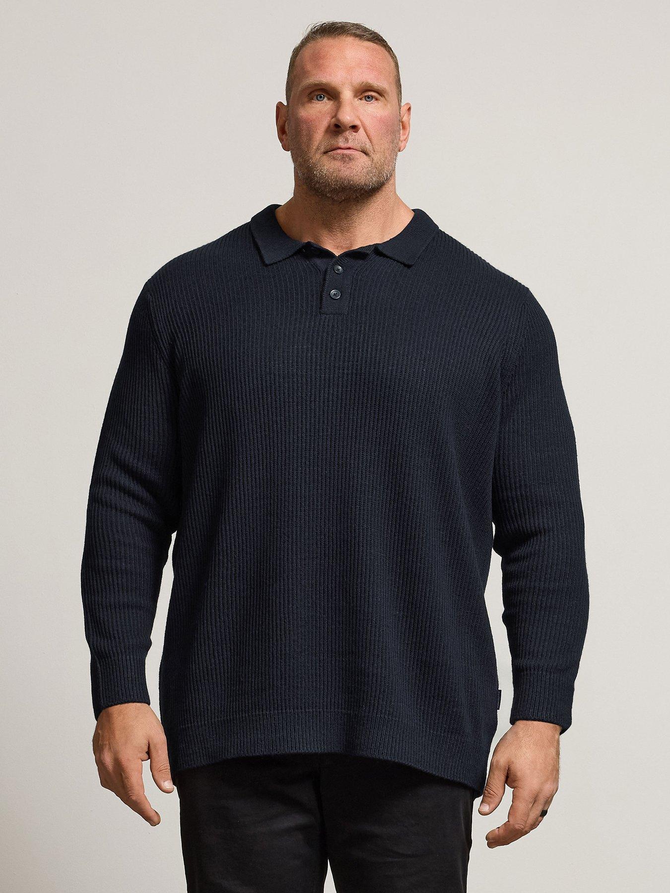 badrhino-chunky-rib-long-sleeve-knit-polo-shirt-blue