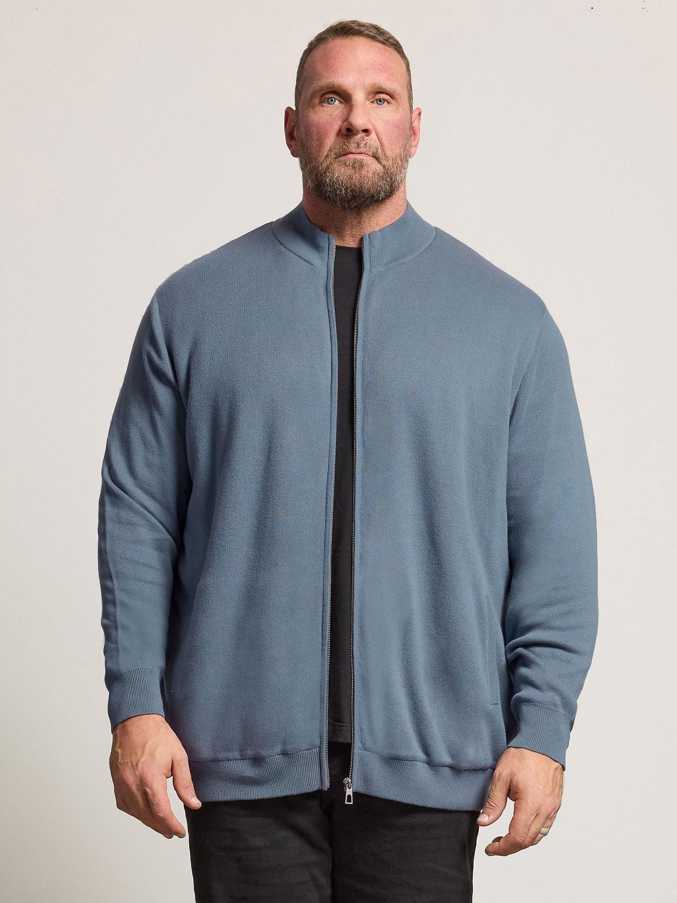 BadRhino Big  &  Tall Knitted Borg Lined Full Zip Jacket - Blue