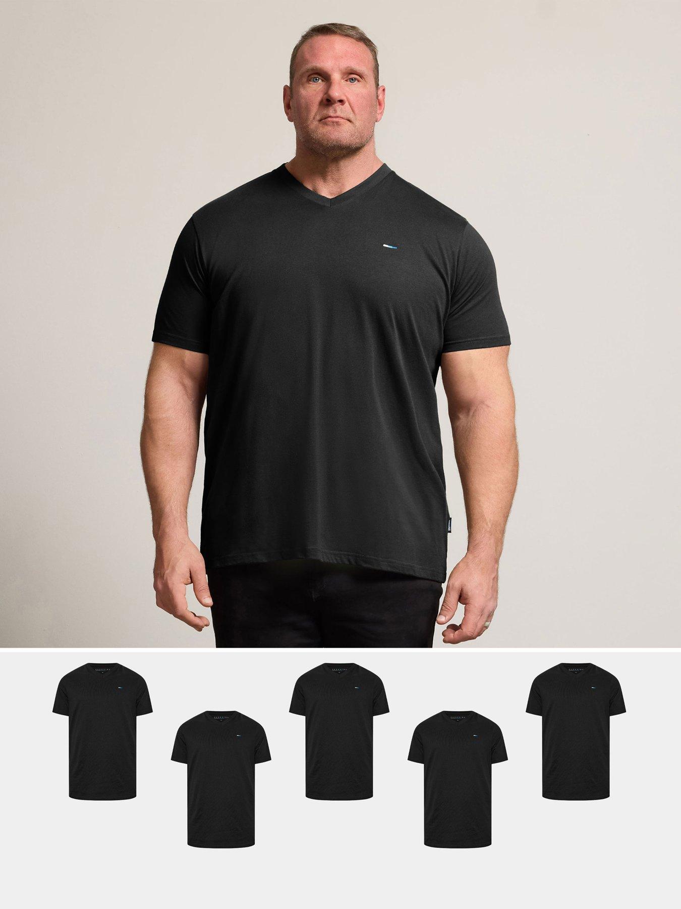 BadRhino Badrhino 5 Pack Longline V Neck T-shirt - Black