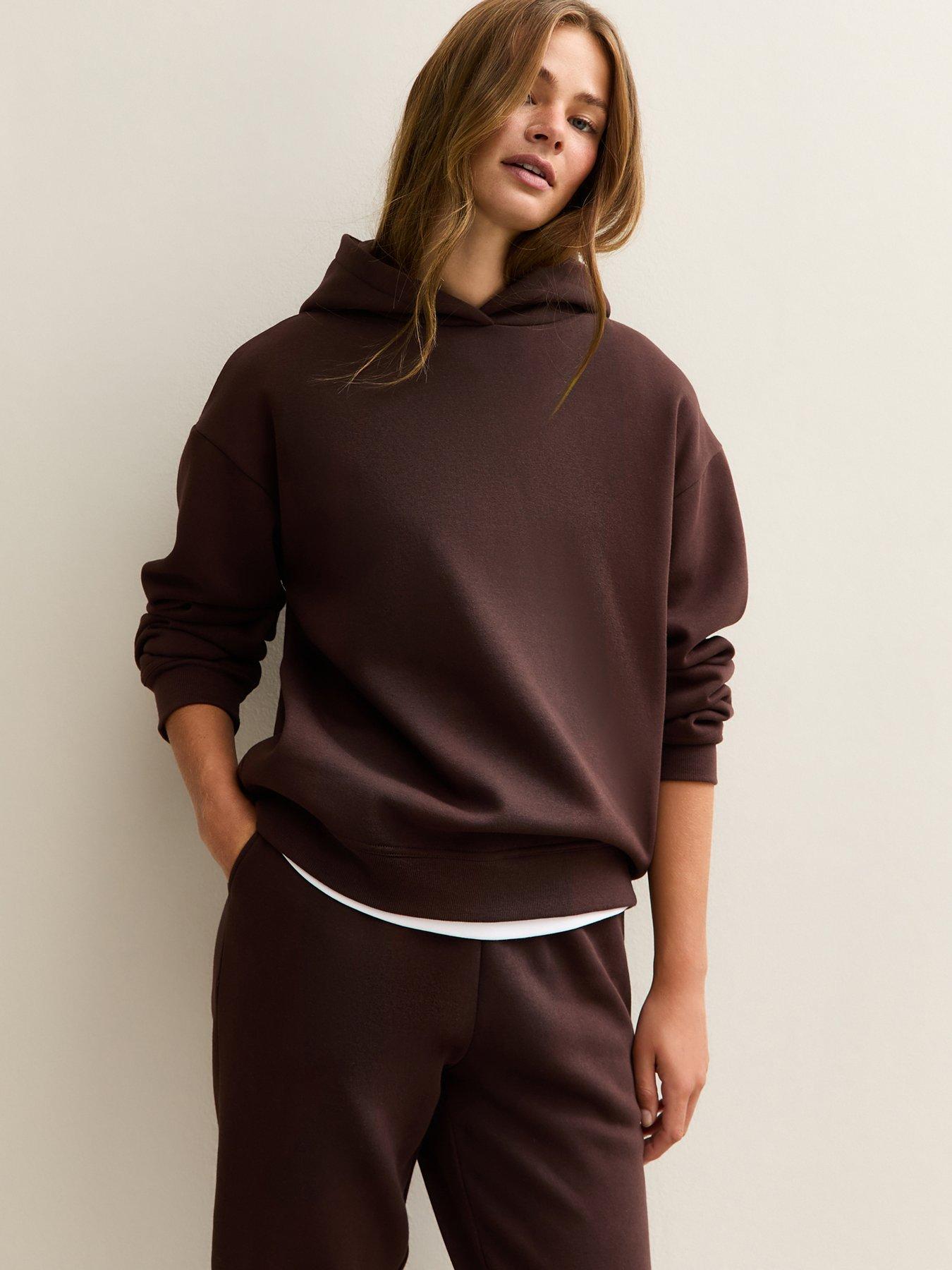 New Look Relaxed Drop Shoulder Hoodie - Brown