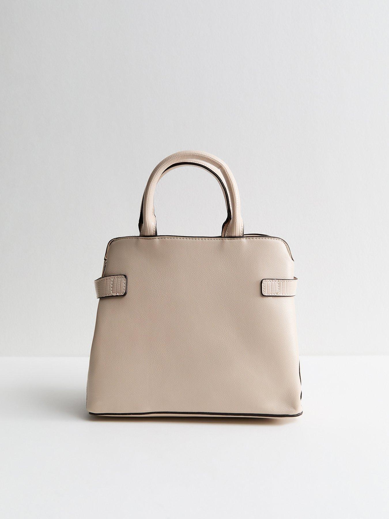 Image 3 of 5 of New Look Faux Leather Gusset Turn Lock Top Handle Bag - White