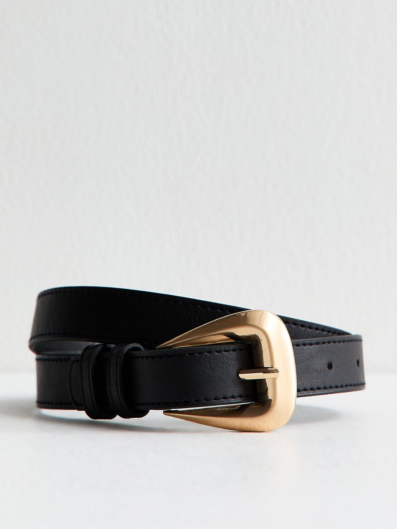 New Look Black Faux Leather Large Buckle Belt