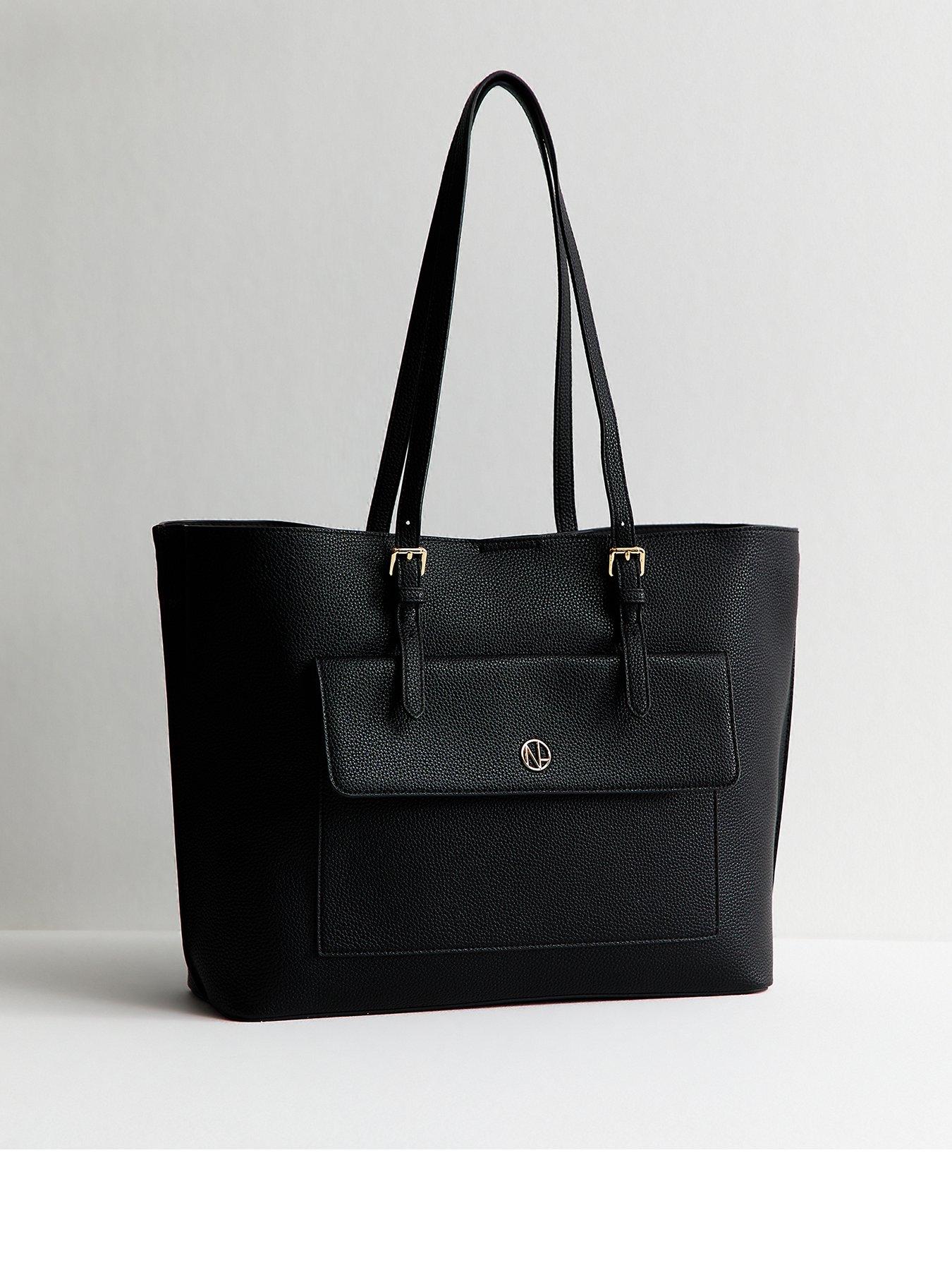 new-look-textured-faux-leather-front-pocket-tote-bag-black