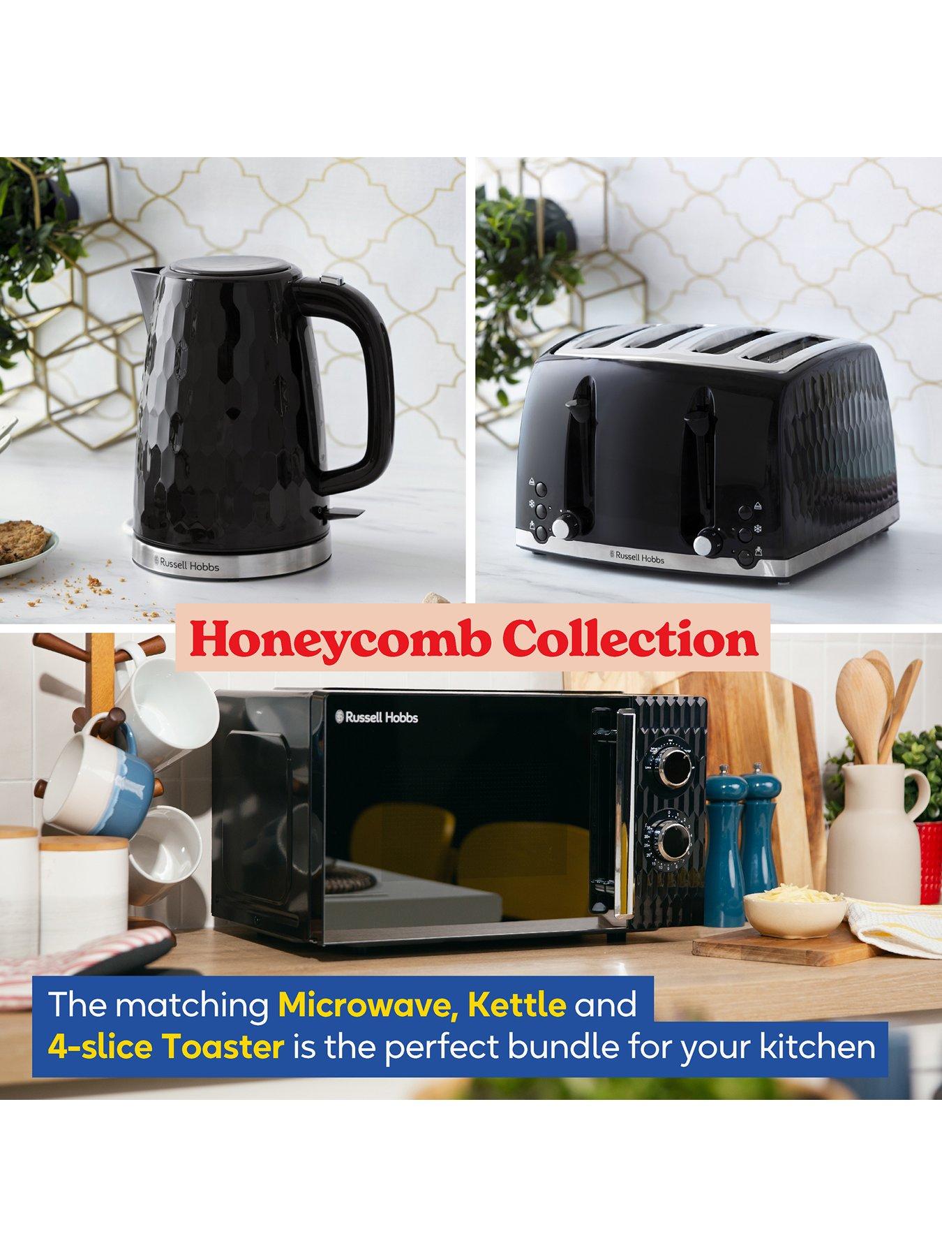russell-hobbs-honeycomb-bundle-kettle-4-slice-toaster-and-microwave--blackstillFront
