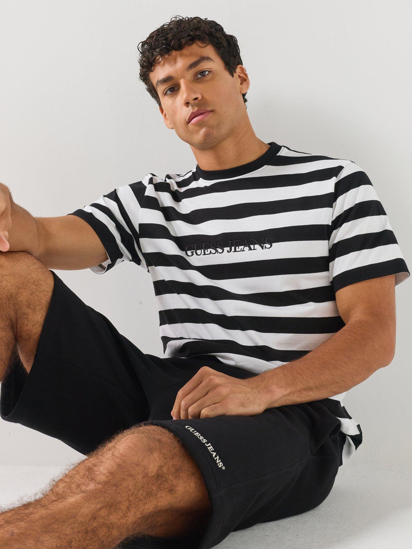 Guess Jeans Short Sleeve Stripe T-Shirt - White