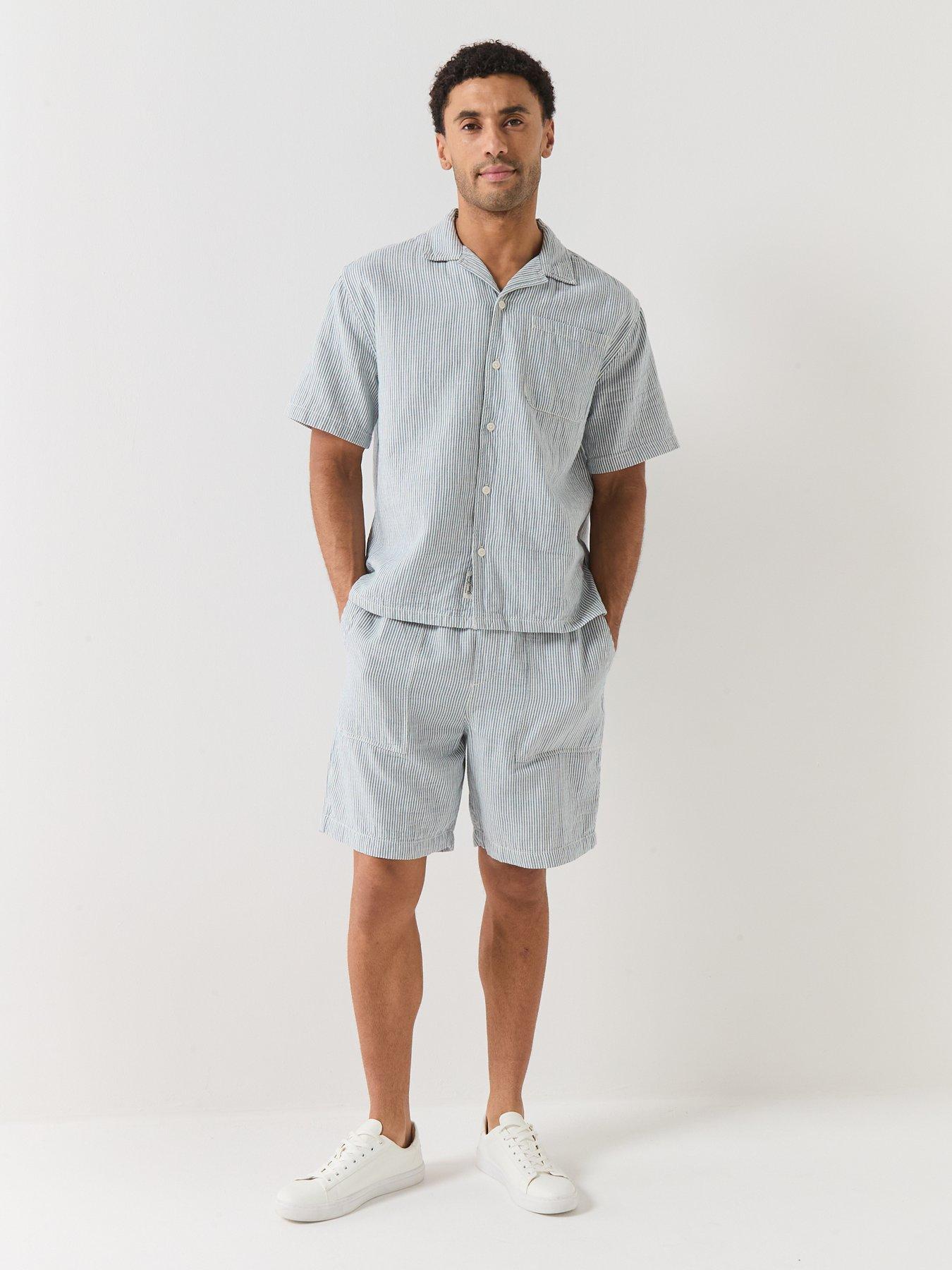 Image 3 of 6 of Guess Jeans Boxy Cropped Camp Shirt - Blue