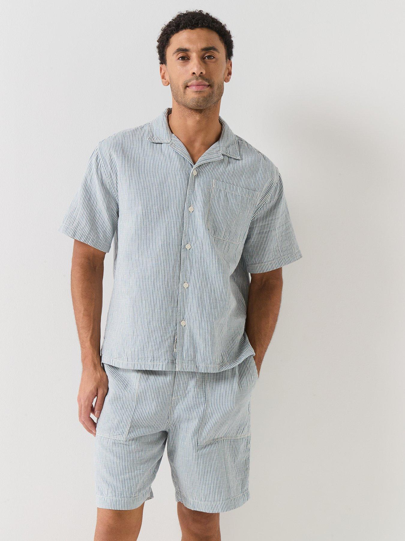 Image 5 of 6 of Guess Jeans Boxy Cropped Camp Shirt - Blue