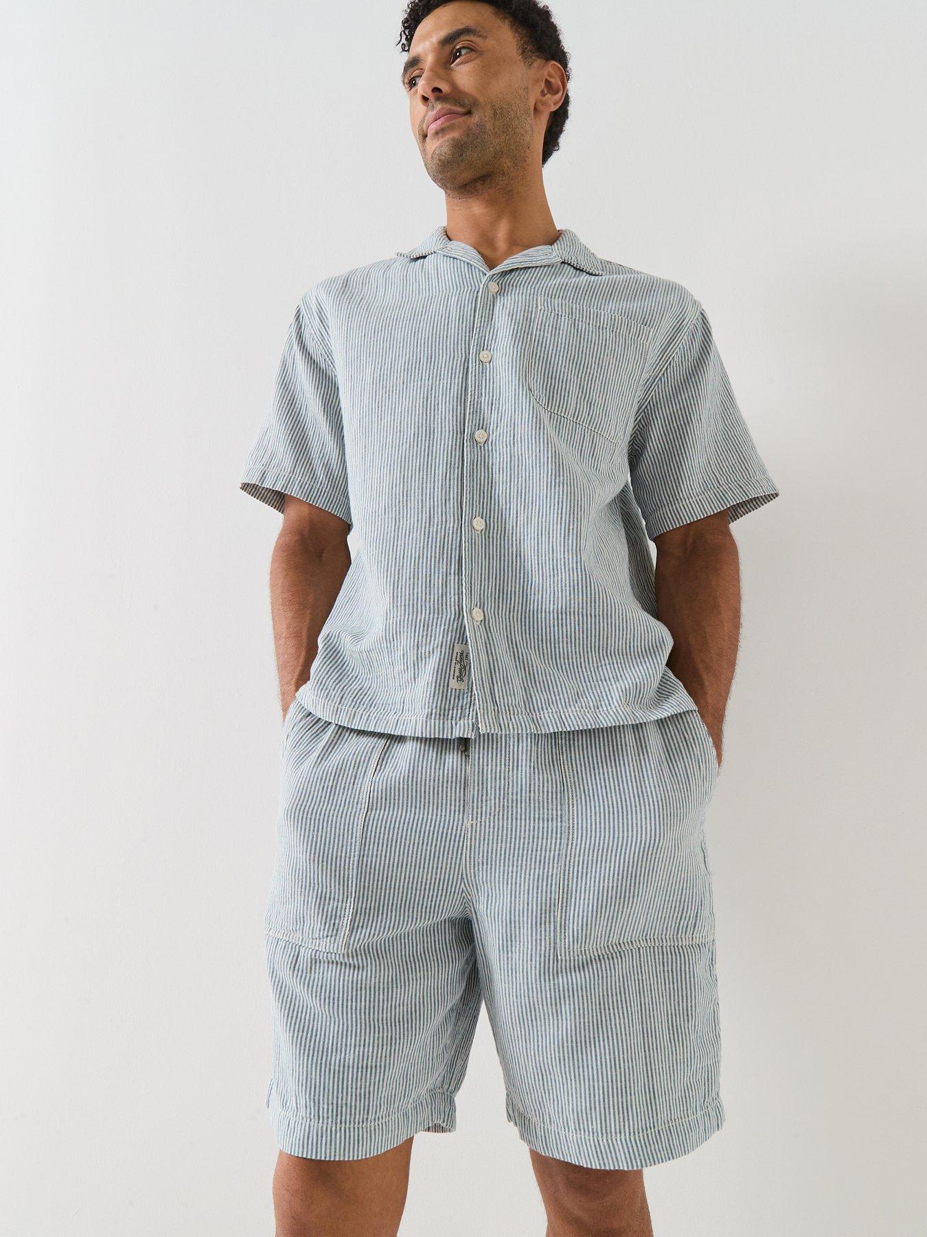 Image 6 of 6 of Guess Jeans Boxy Cropped Camp Shirt - Blue