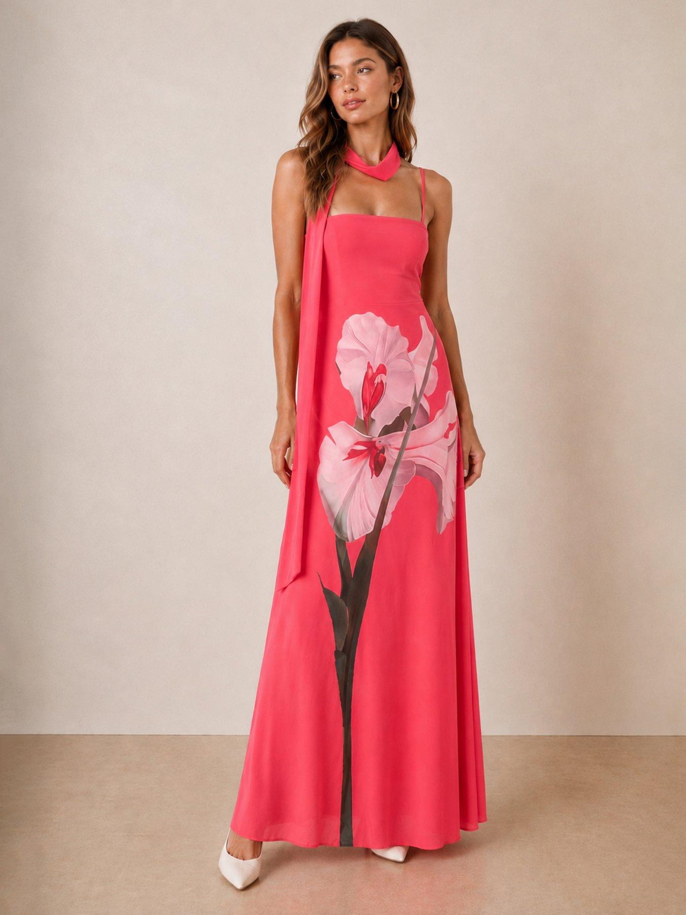 Style Cheat Satin Scarf Dress - Pink