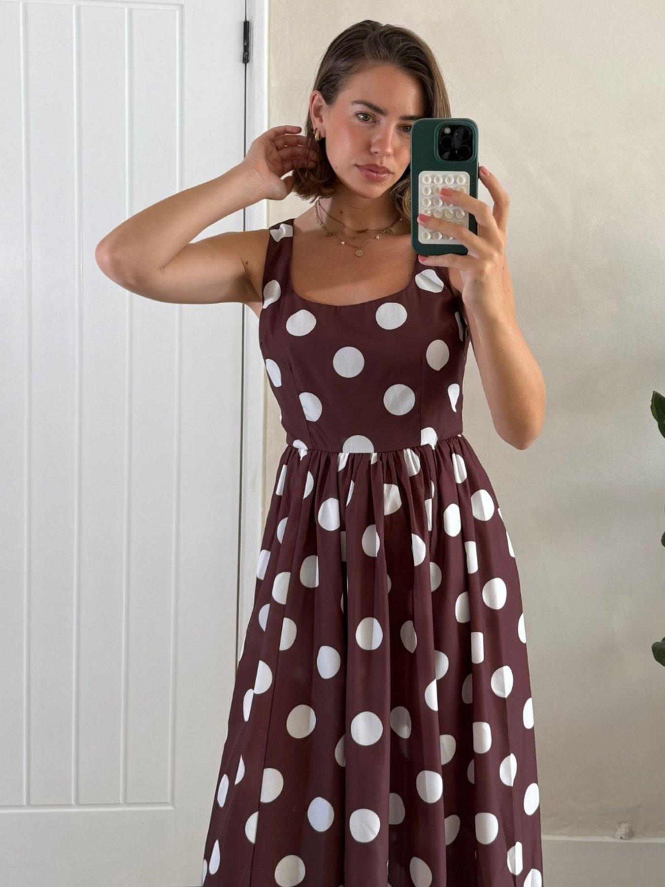 style-cheat-polka-dot-skater-dress-brownoutfit