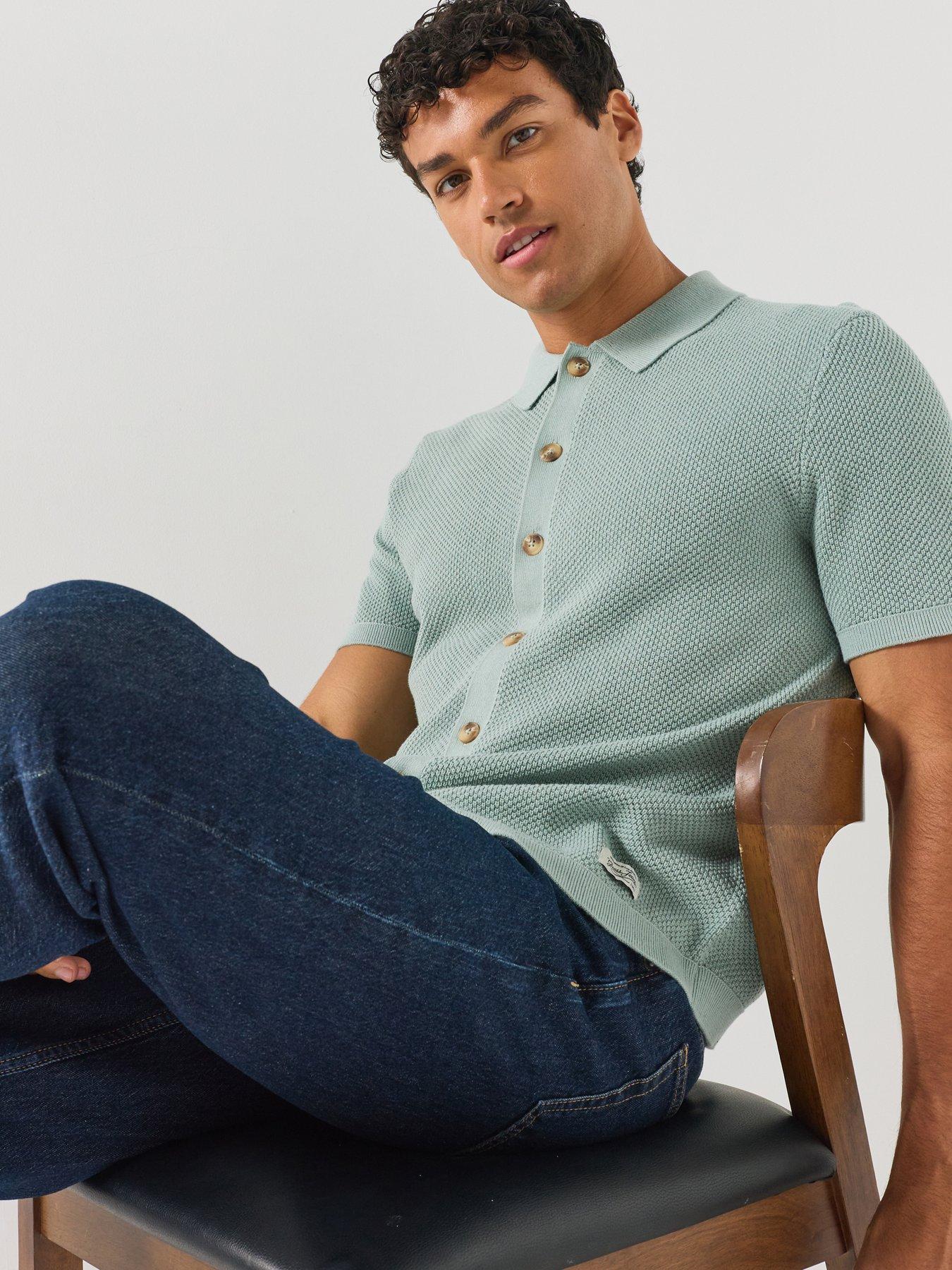 Guess Jeans Short Sleeve Knitted Polo Shirt - Green