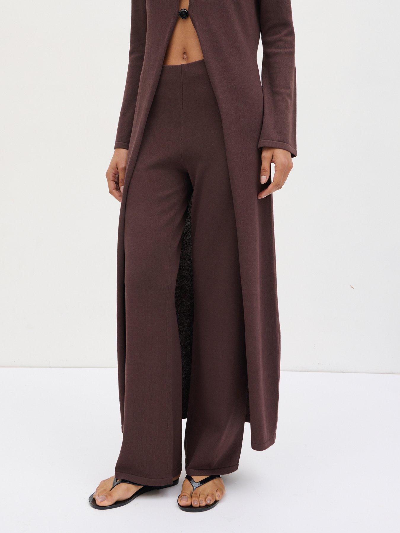 Pretty Lavish Maelle Slim Knit Co-ord Trouser - Chocolate