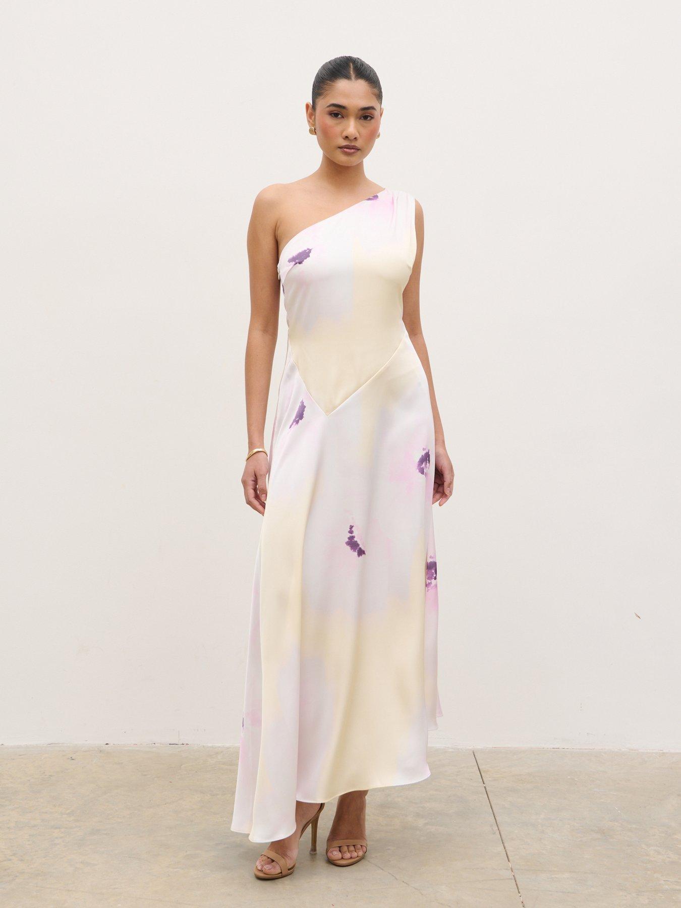 Pretty Lavish Ember One Shoulder Printed Midaxi Dress - Watercolour Poppy - Multi