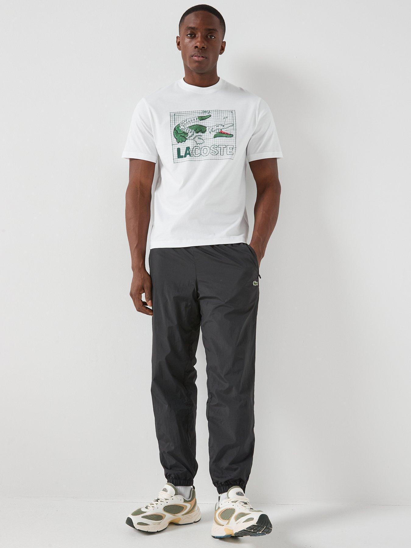 Image 4 of 6 of Lacoste Fleece Relaxed Fit Joggers - Black