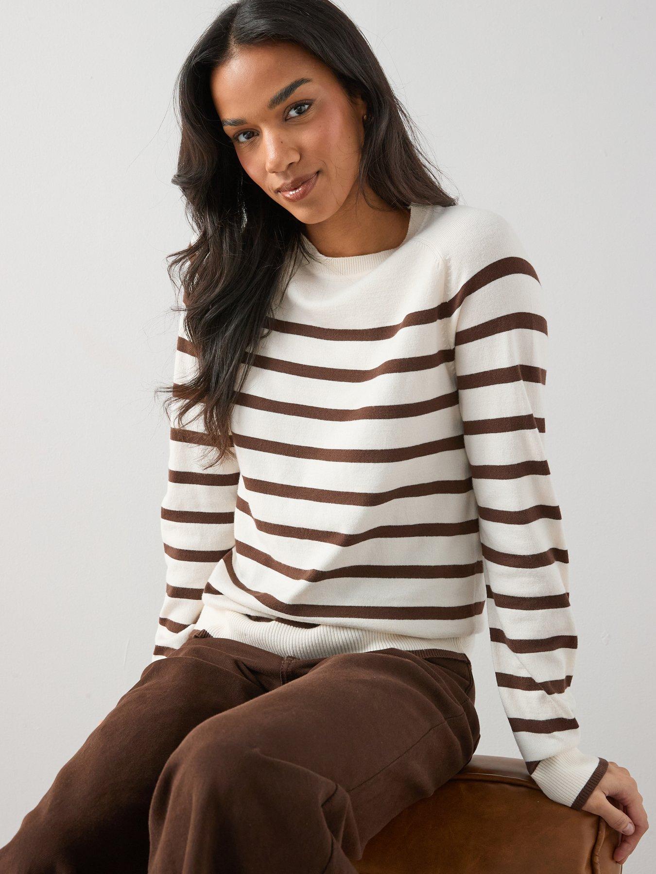 Image 1 of 6 of The Very Collection Crew Neck Stripe Jumper - Multi