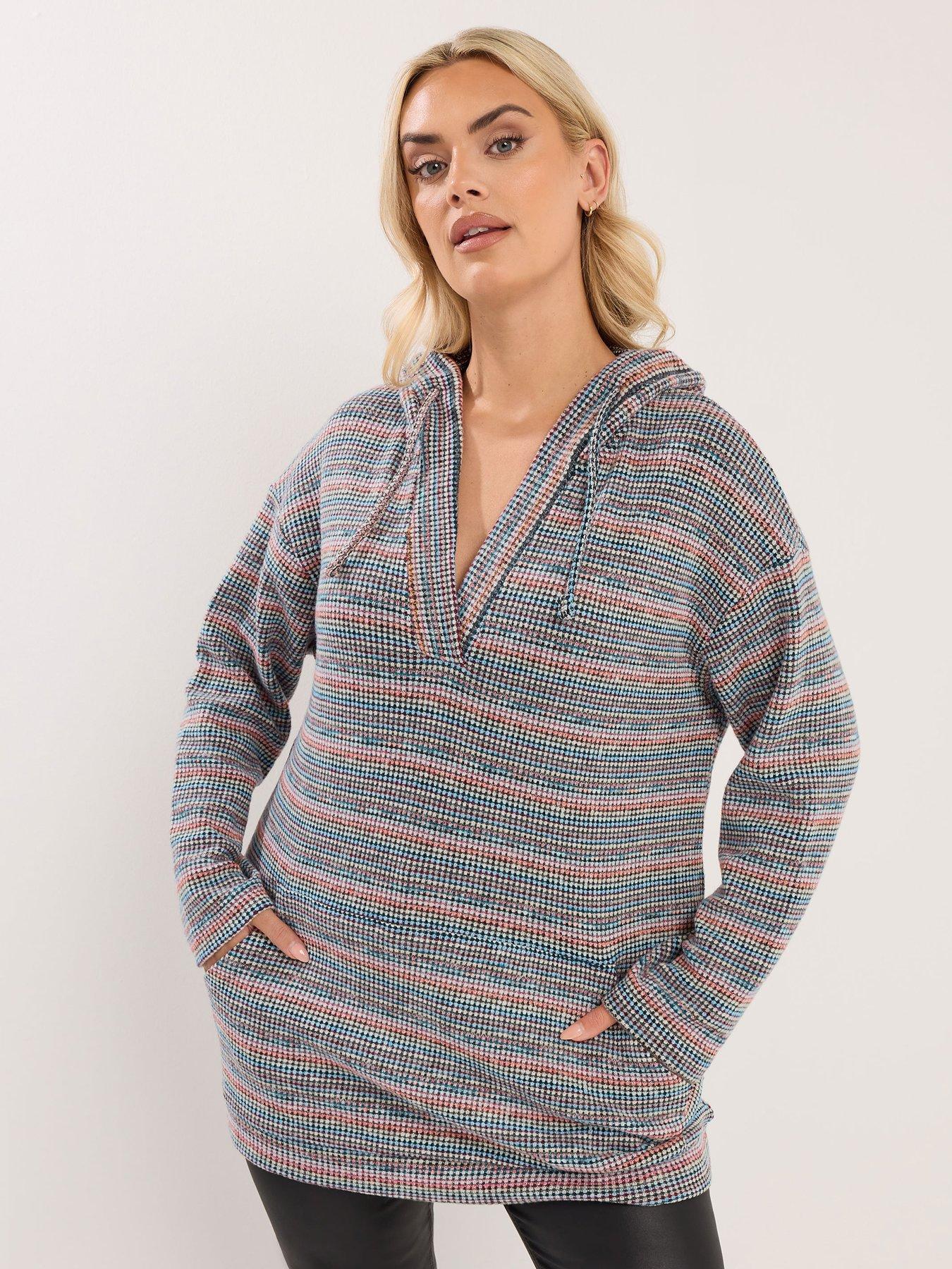 yours-curve-textured-hooded-jumper-blue