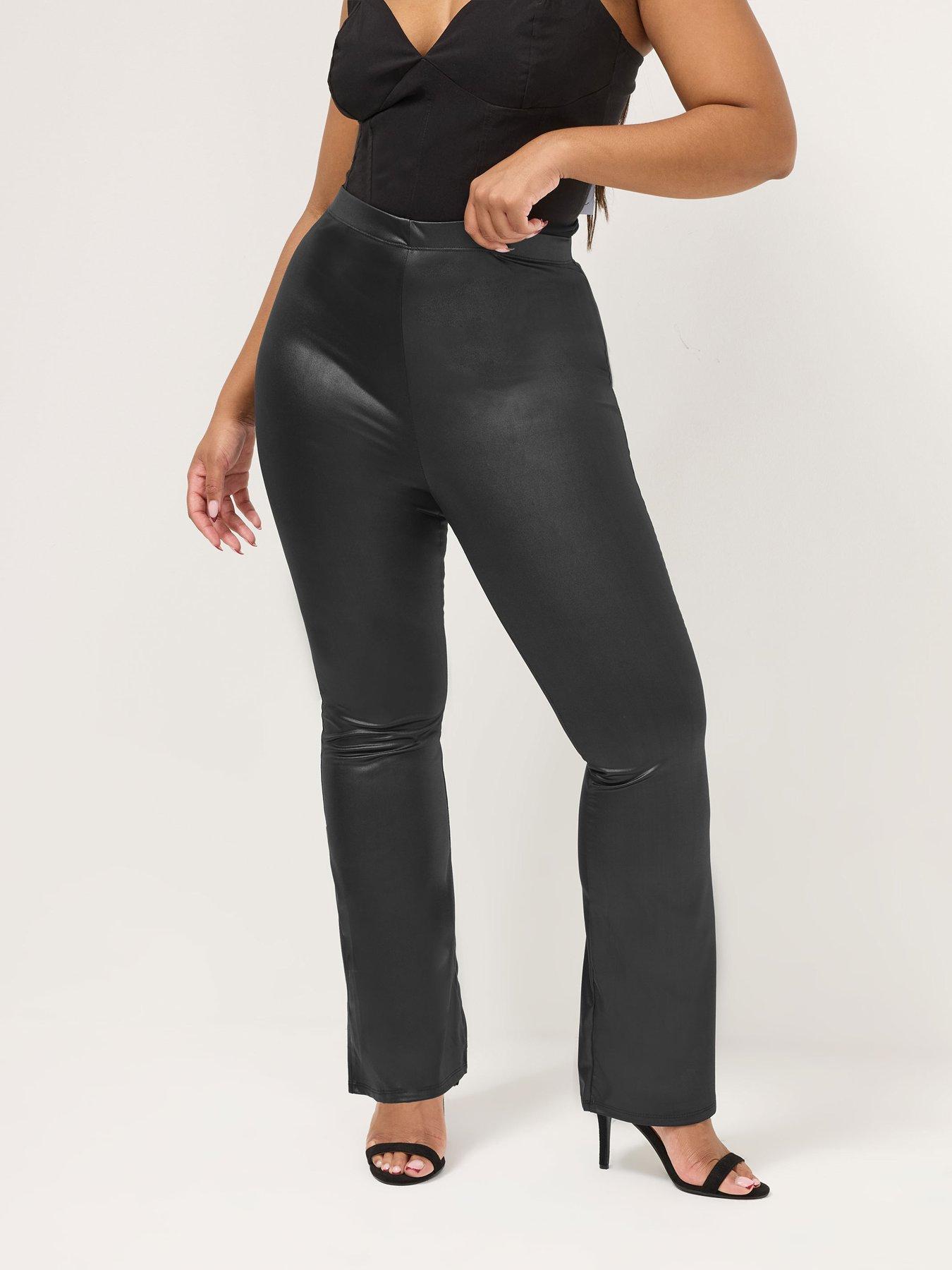yours-curve-coated-flare-legging-black
