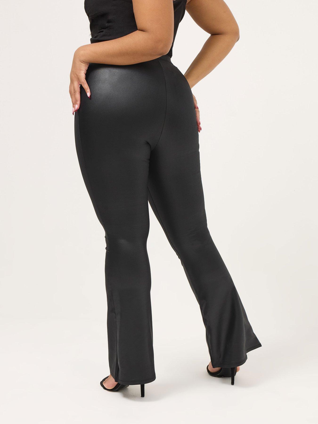 yours-curve-coated-flare-legging-blackstillFront