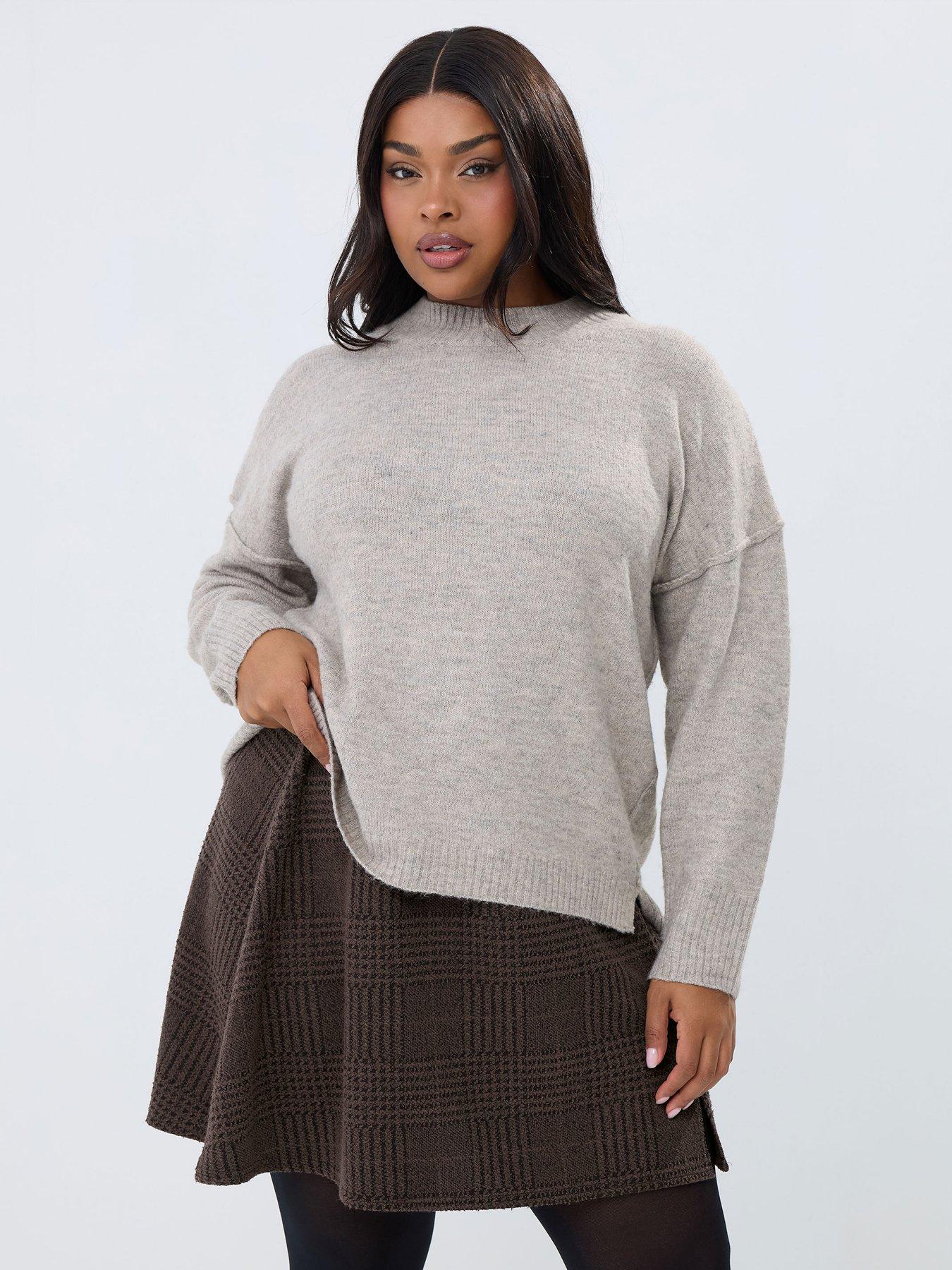 yours-curve-check-mini-skirt-brown