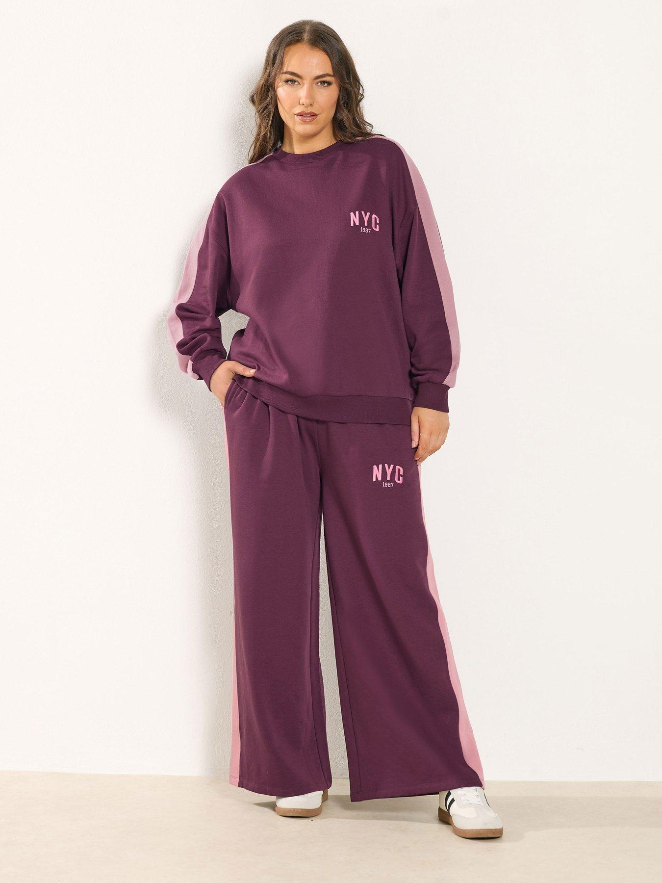 yours-curve-nyc-side-stripe-jogger-burgundy
