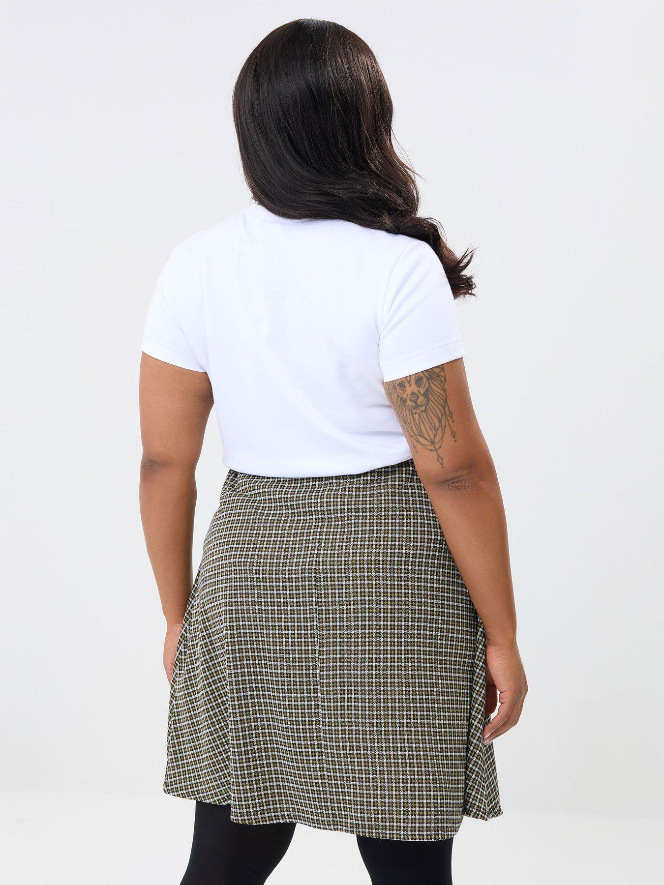 yours-curve-check-mini-skirt-greenstillFront