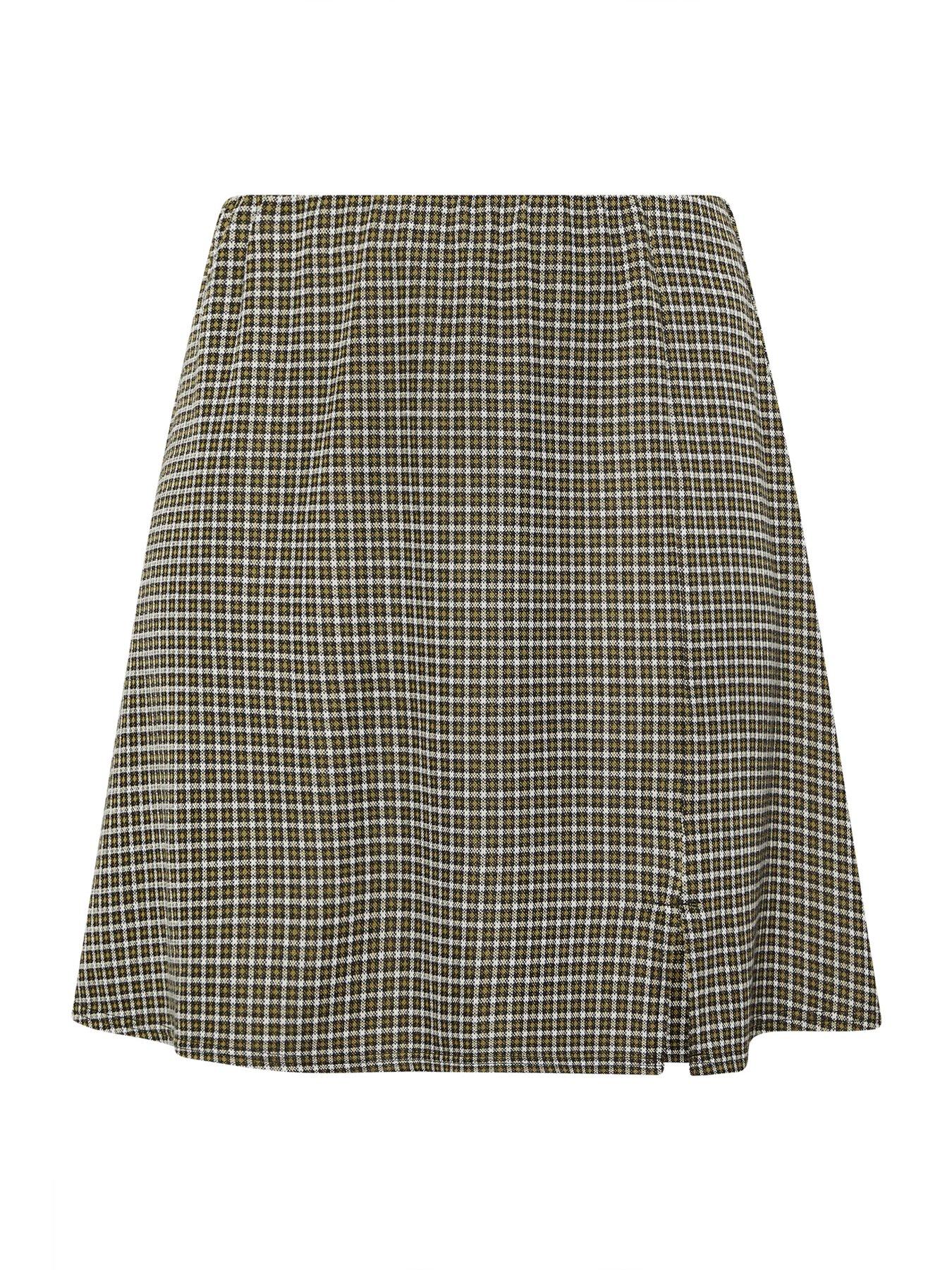 yours-curve-check-mini-skirt-greendetail