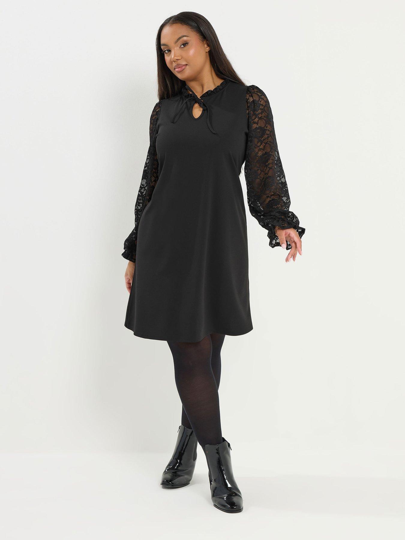 Yours Curve 2 In 1 Lace Dress - Black