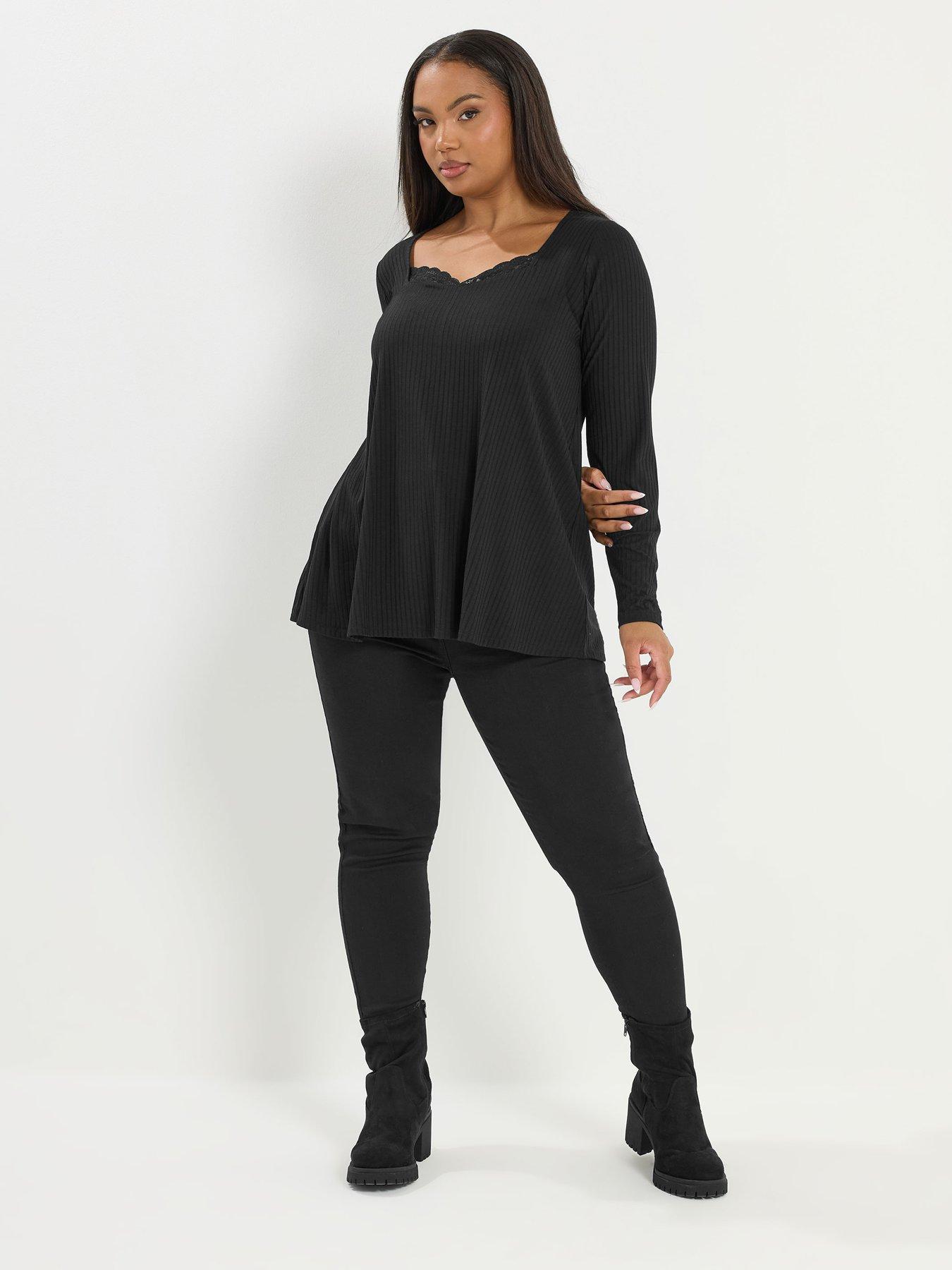 yours-curve-lace-insert-rib-top-blackback