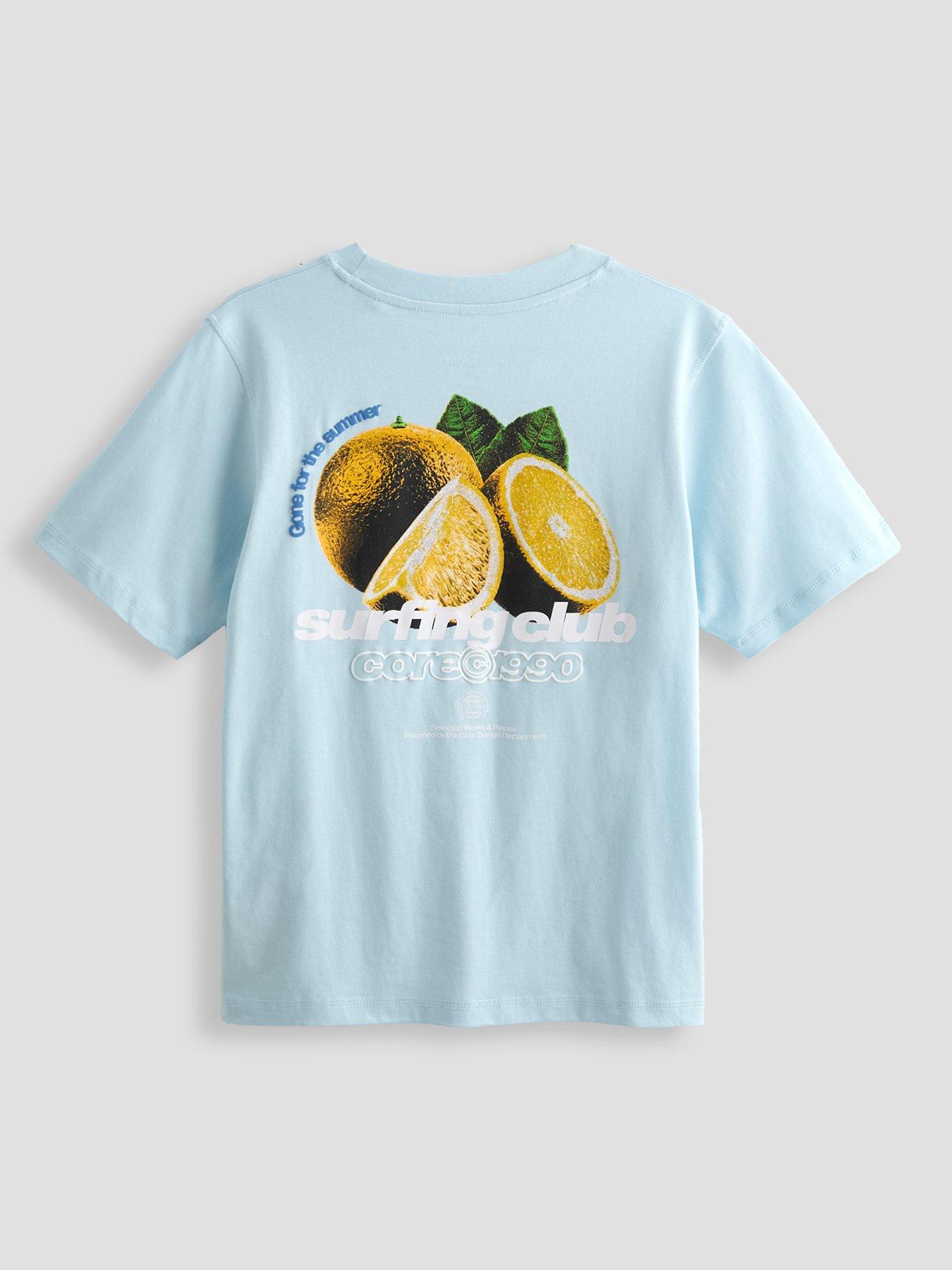 Jack & Jones Junior Boys Marina Back Print Short Sleeve T-Shirt - Light Blue