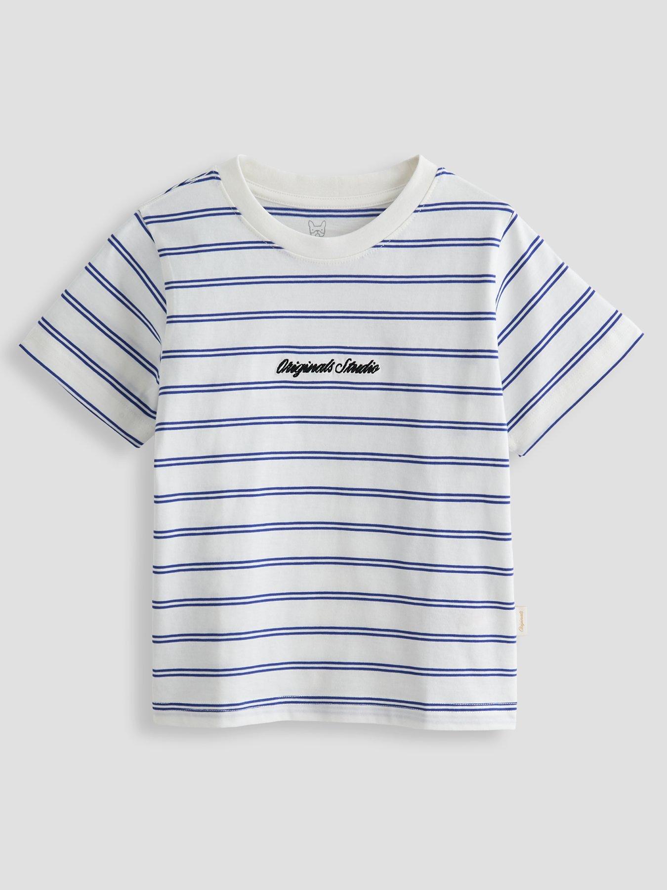 Jack & Jones Mini Younger Boys Stripe Short Sleeve T-Shirt - White in Cloud Dancer