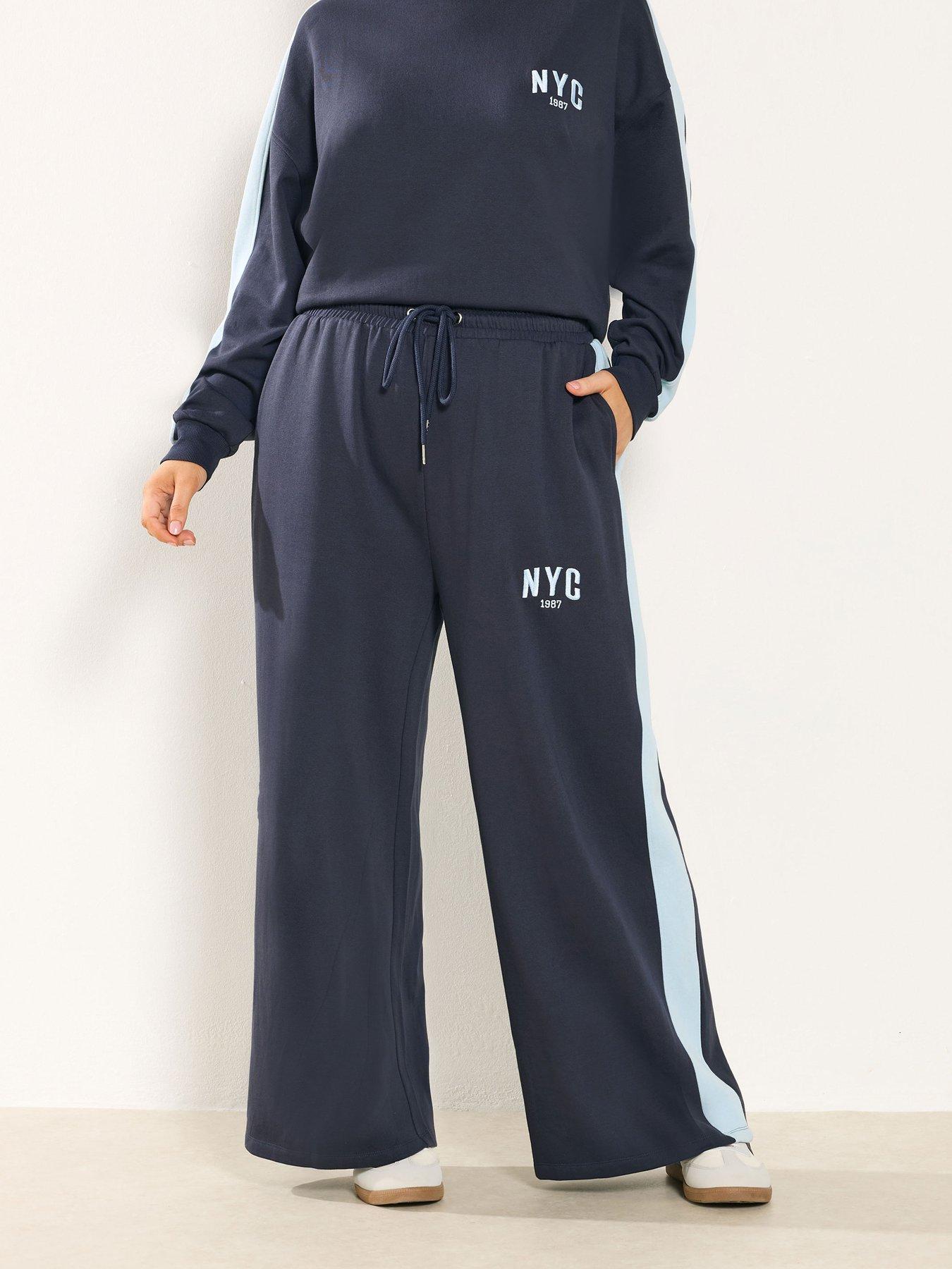 Yours Curve NYC Side Stripe Jogger - Blue