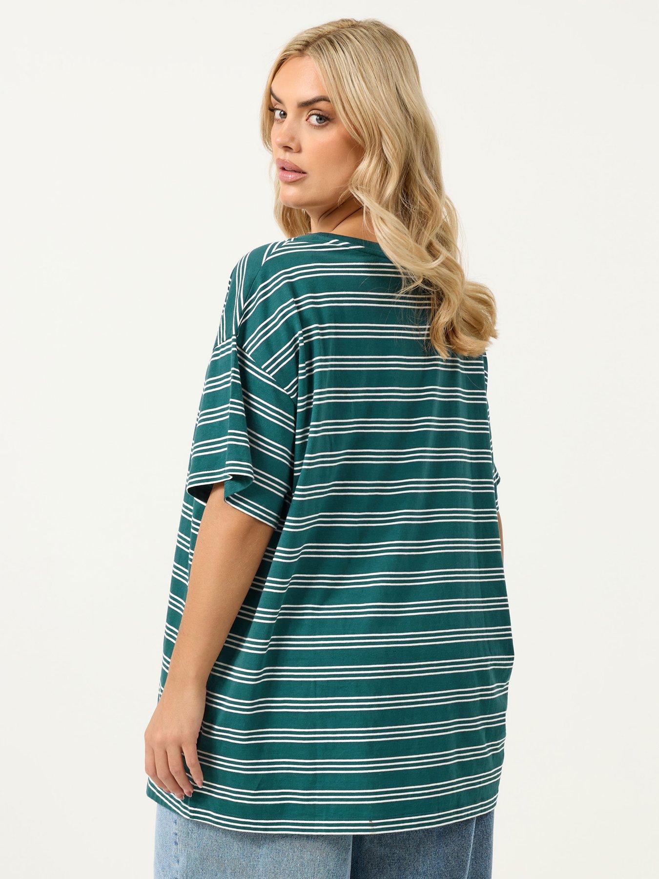 yours-curve-rugby-collar-long-sleeve-stripe-topstillFront