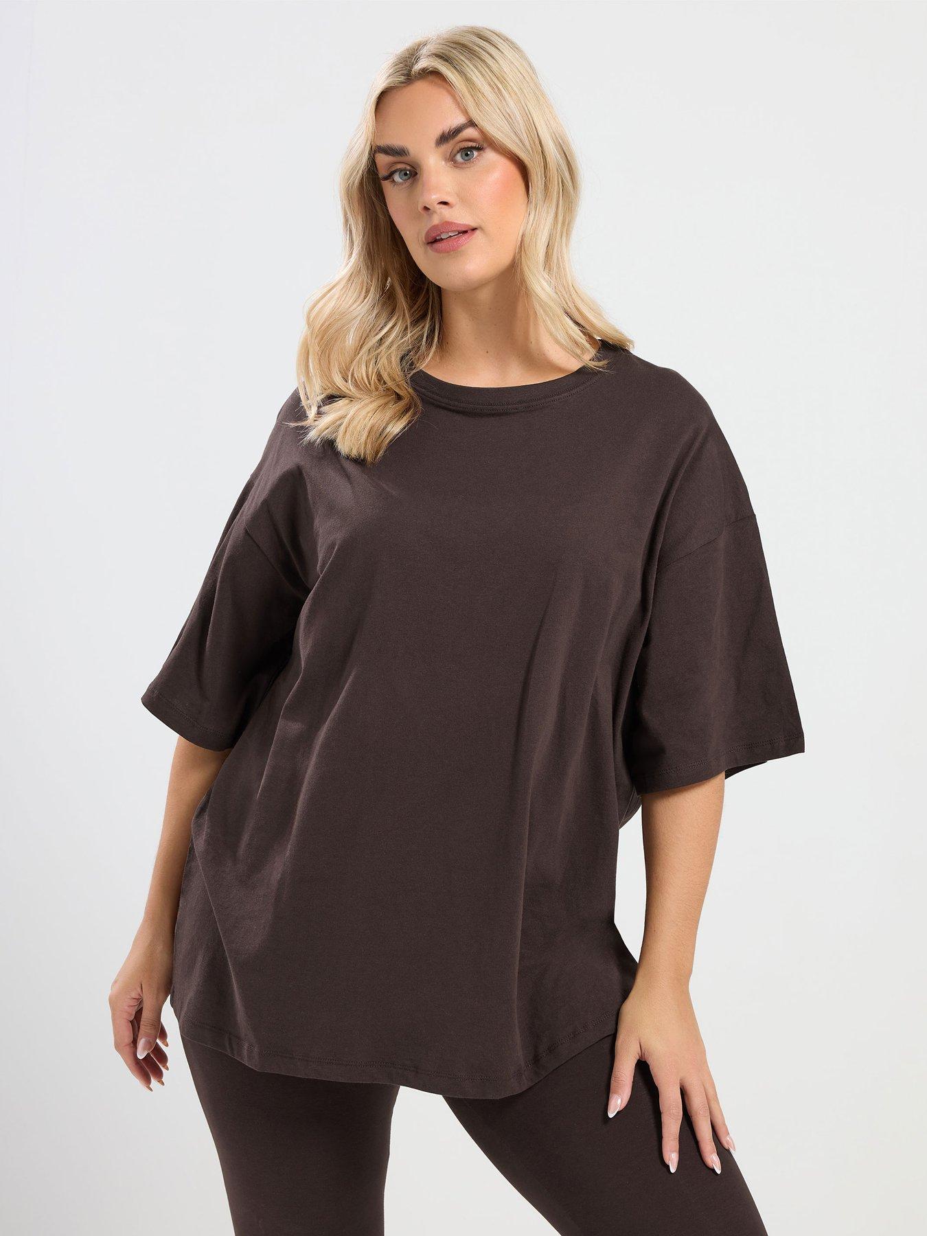 yours-curve-co-ord-relaxed-t-shirt-brownfront