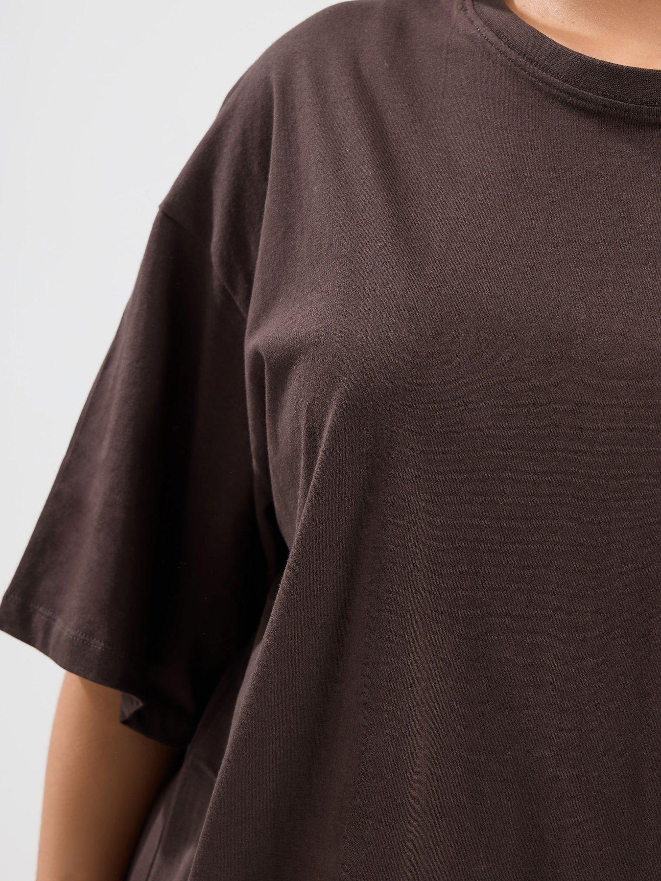 yours-curve-co-ord-relaxed-t-shirt-brownoutfit