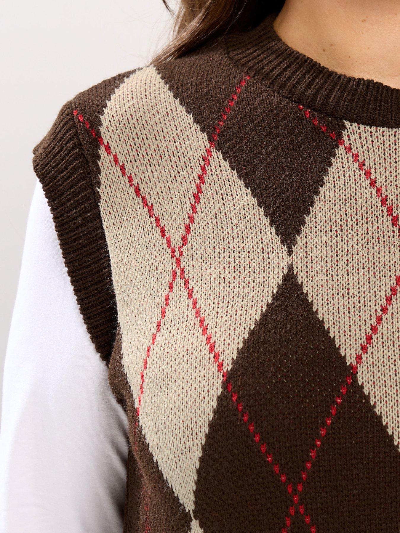 yours-curve-argyle-vest-brownoutfit