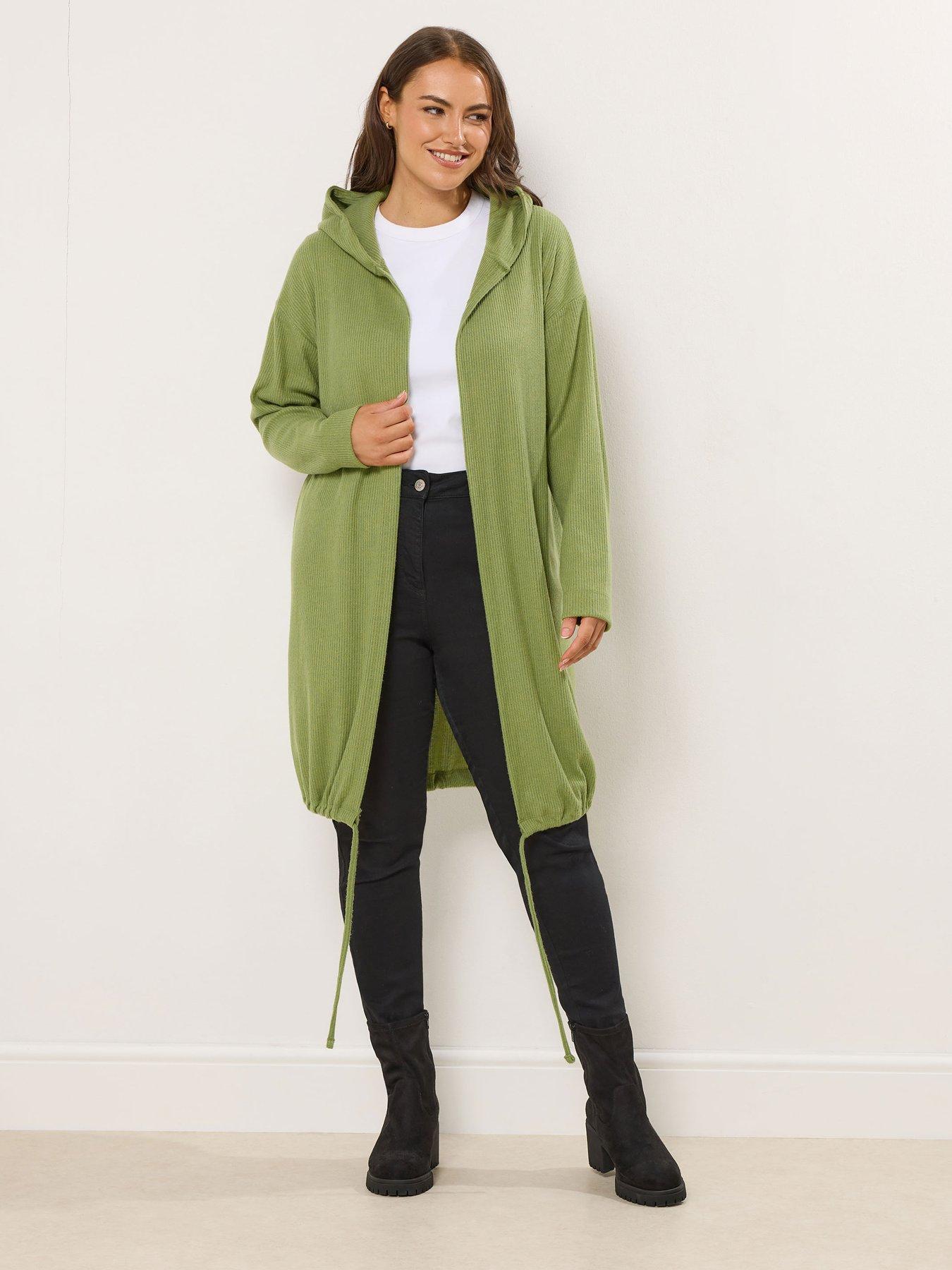 yours-curve-soft-touch-hooded-ribbed-cardigan-green