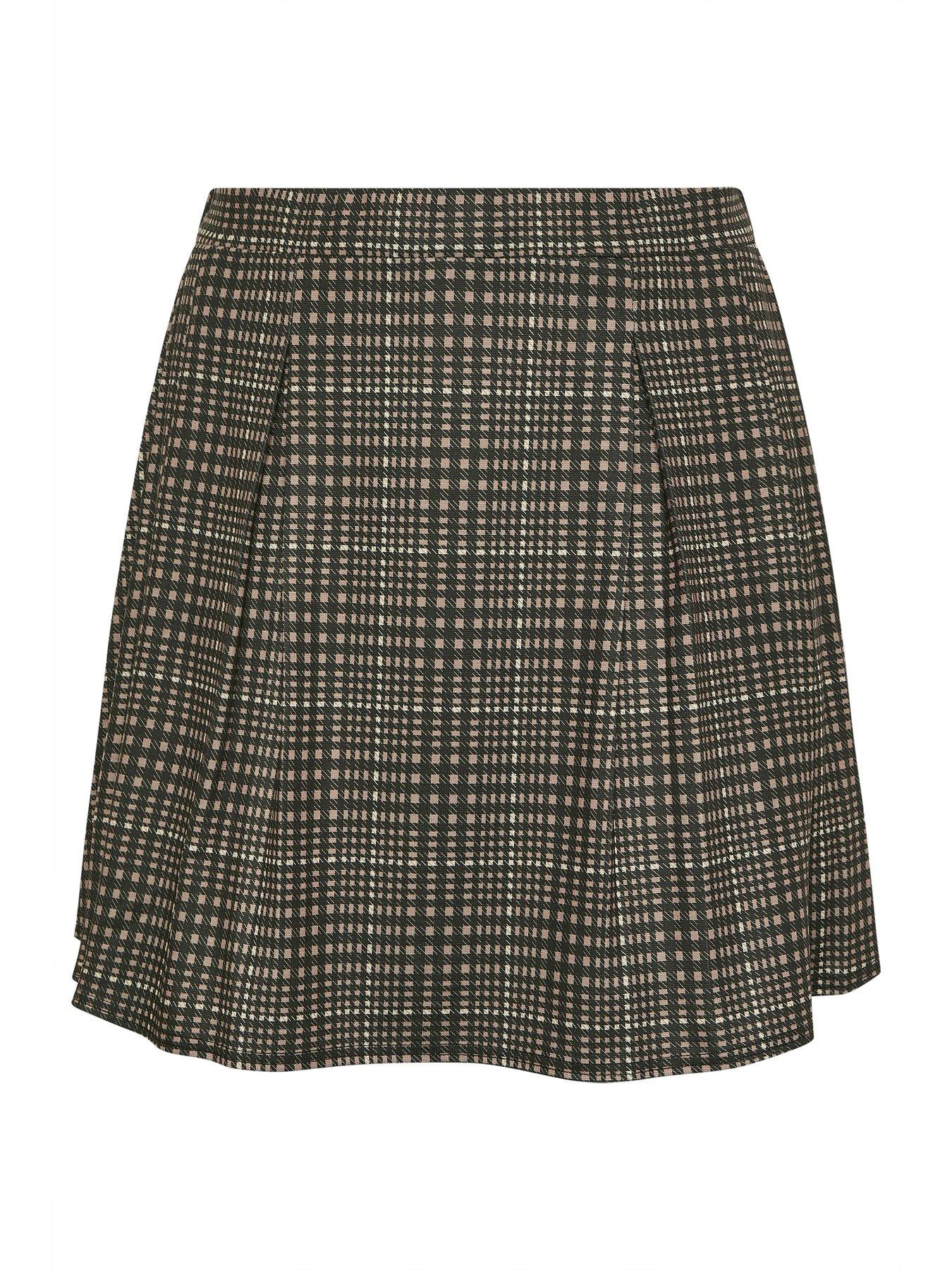 Image 5 of 5 of Yours Curve Printed Check Pleated Skirt