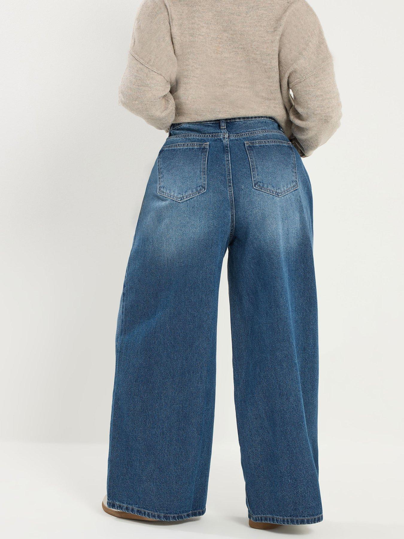 Image 2 of 5 of Yours Curve Rigid Plazzo Front Seam Jeans