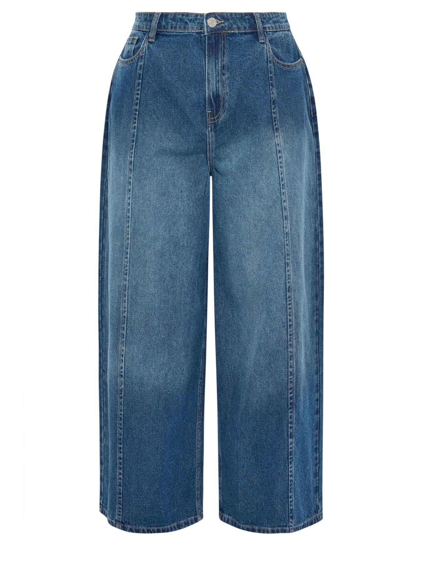 Image 5 of 5 of Yours Curve Rigid Plazzo Front Seam Jeans