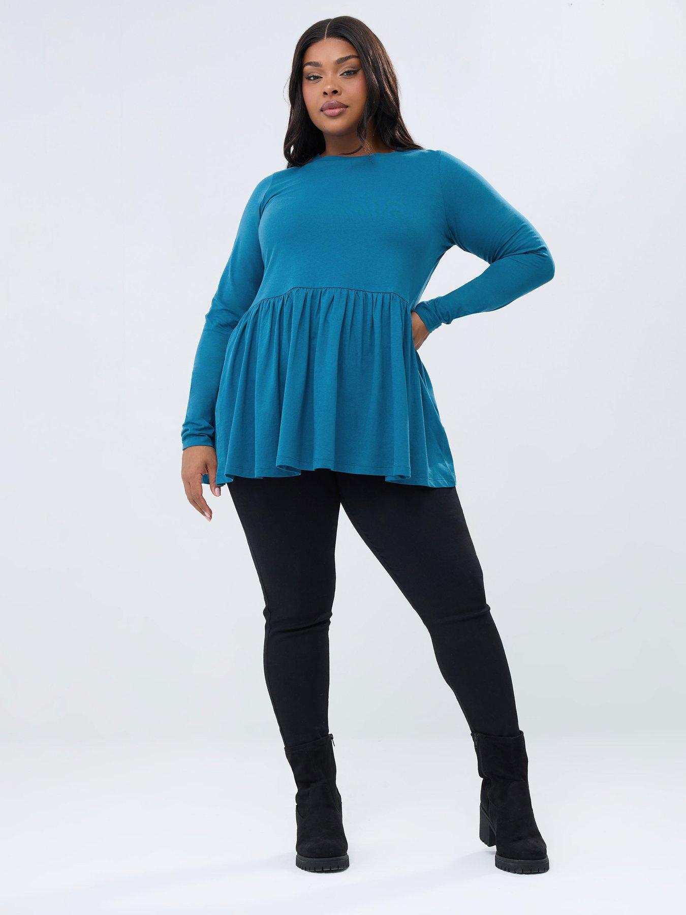 yours-curve-long-sleeve-peplum-cotton-top-blueback