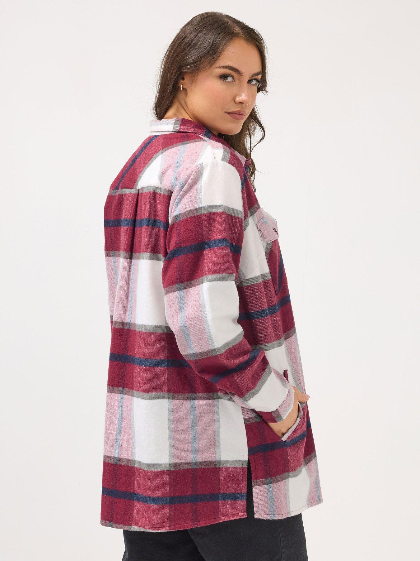 yours-curve-check-shacket-redstillFront