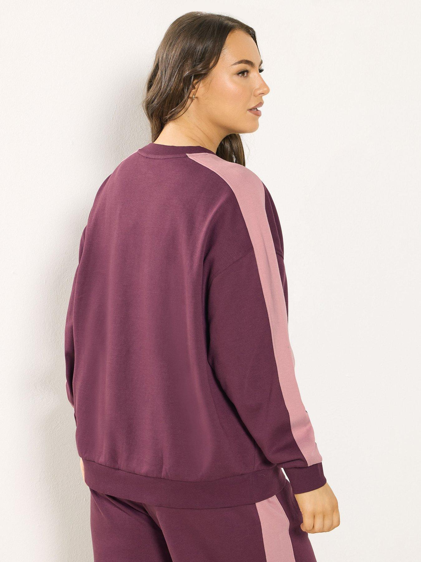 yours-curve-nyc-side-stripe-sweatshirt-burgundystillFront