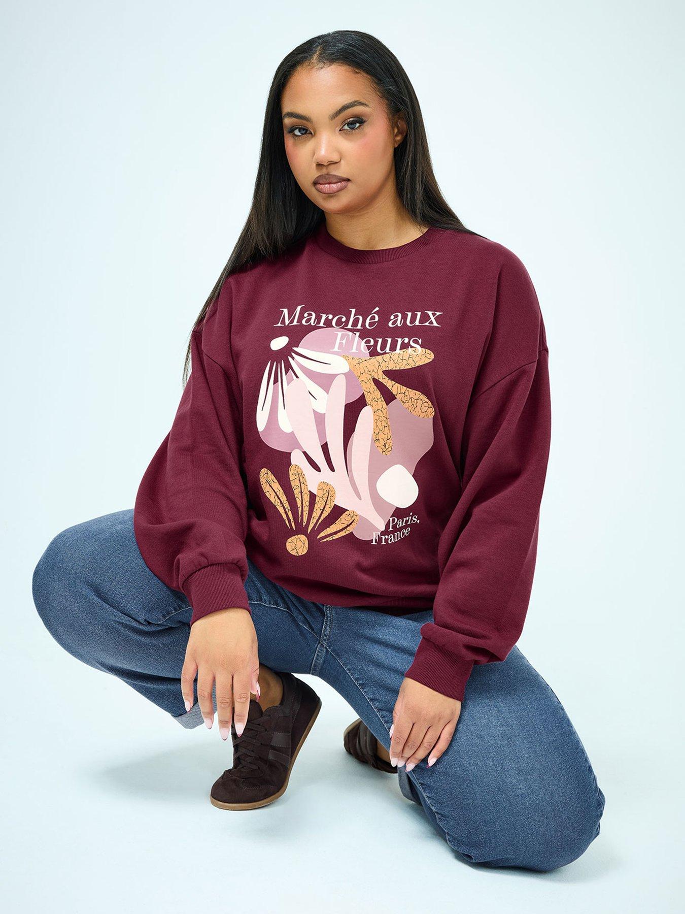 yours-curve-marche-aux-fleurs-slogan-sweatshirt-redfront