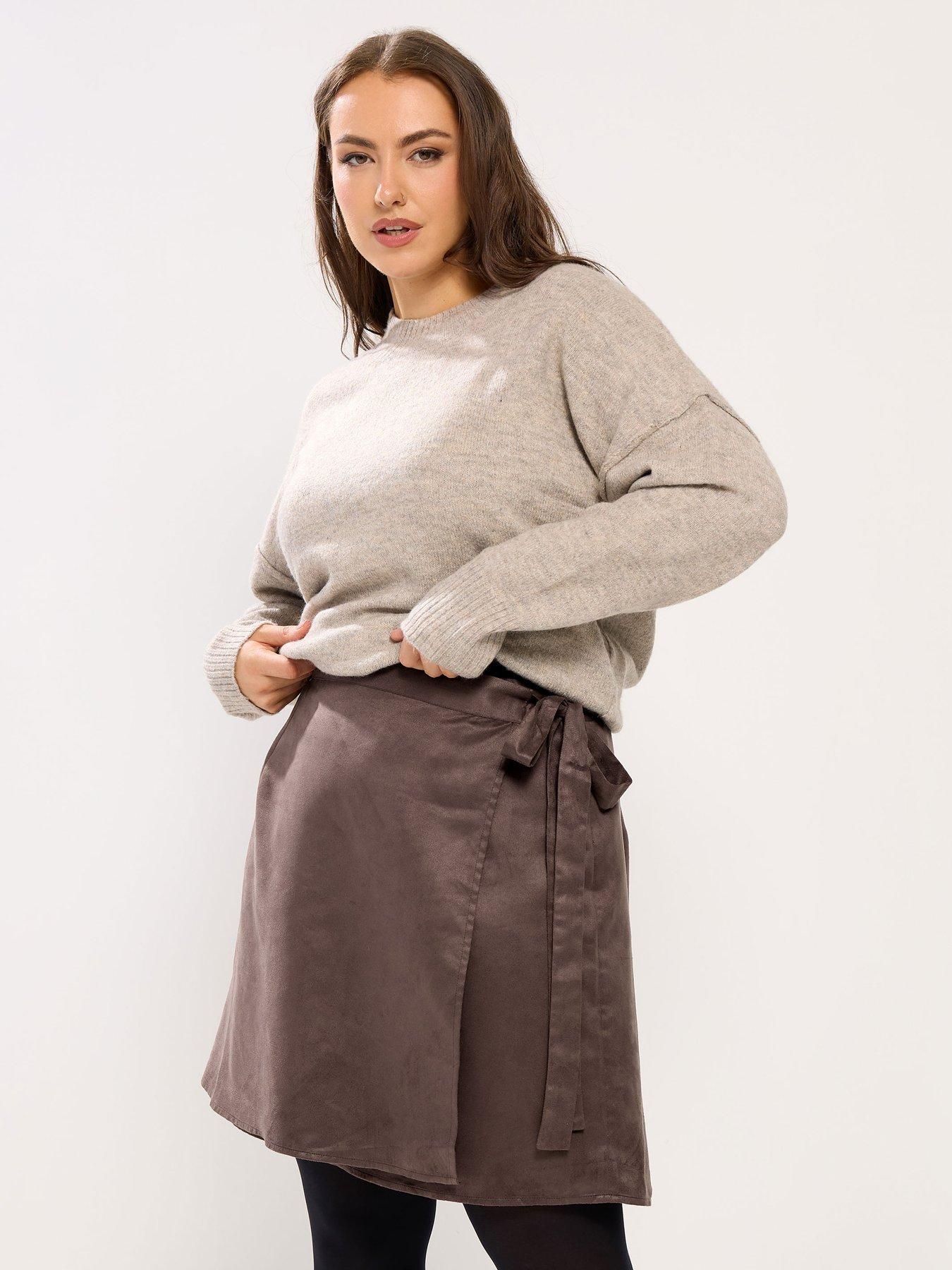 Yours Curve Suede Wrap Mini Skirt
