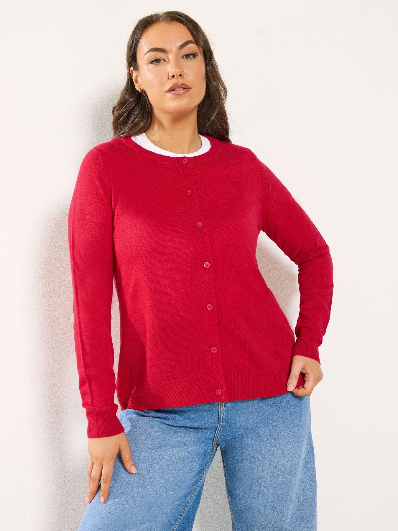 yours-curve-button-through-cardigan-red