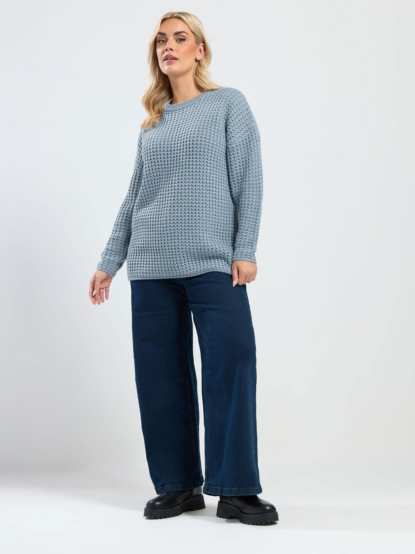 yours-curve-waffle-knit-crew-jumper-blueback