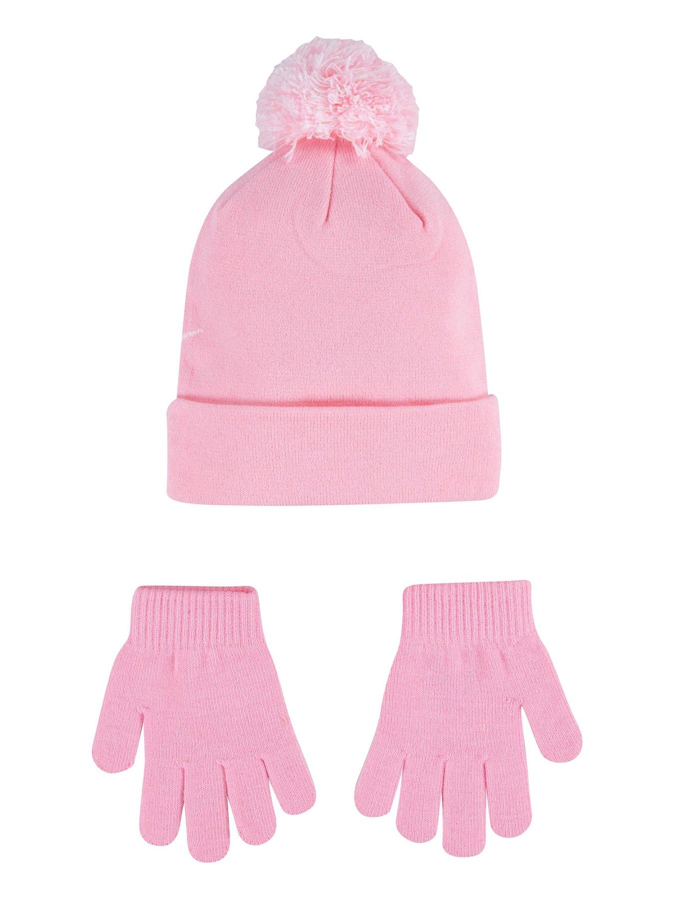 Image 3 of 3 of Nike Junior Girls Soosh Pom Beanie &amp; Glove Set - Pink